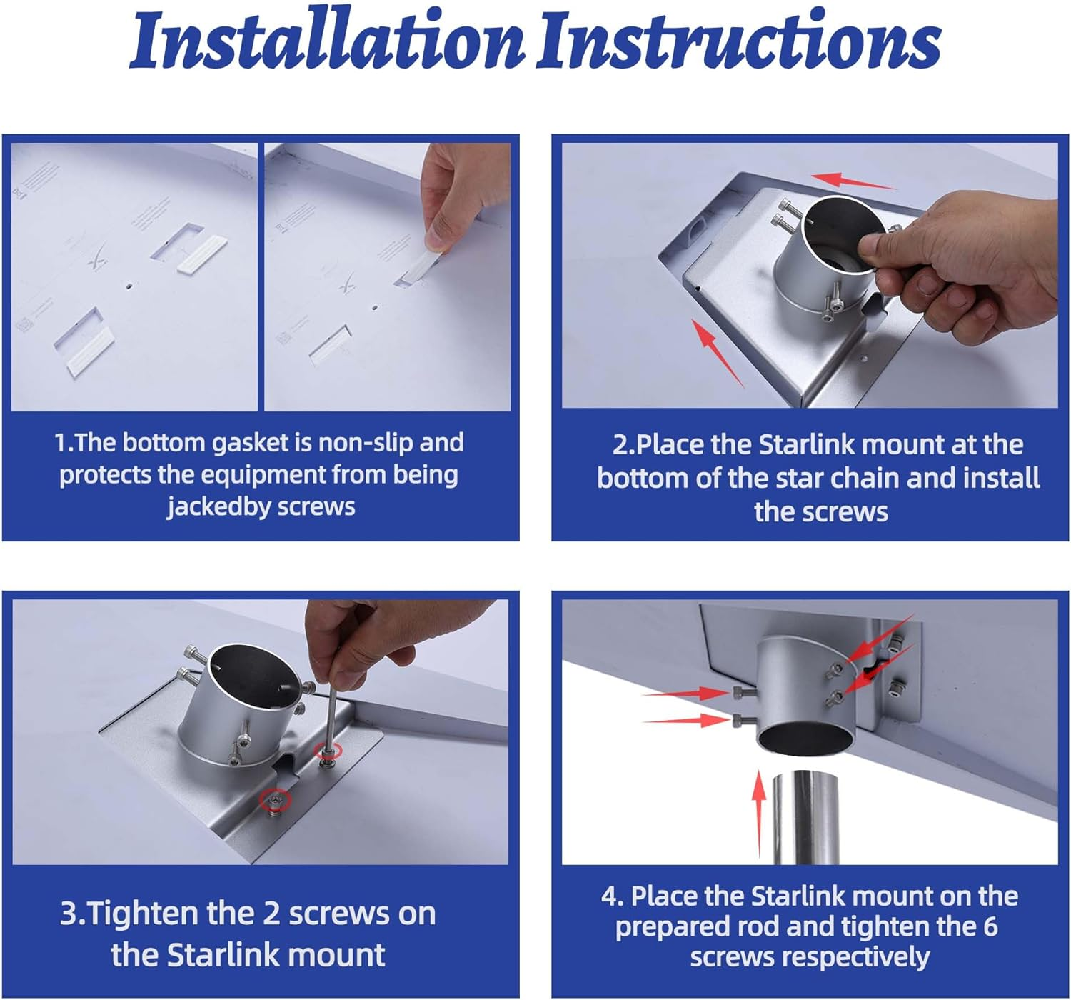 Starlink Gen 3 Pipe Adapter and Pole Mount - Standard Dish Kit for Roof Mounting image number 2