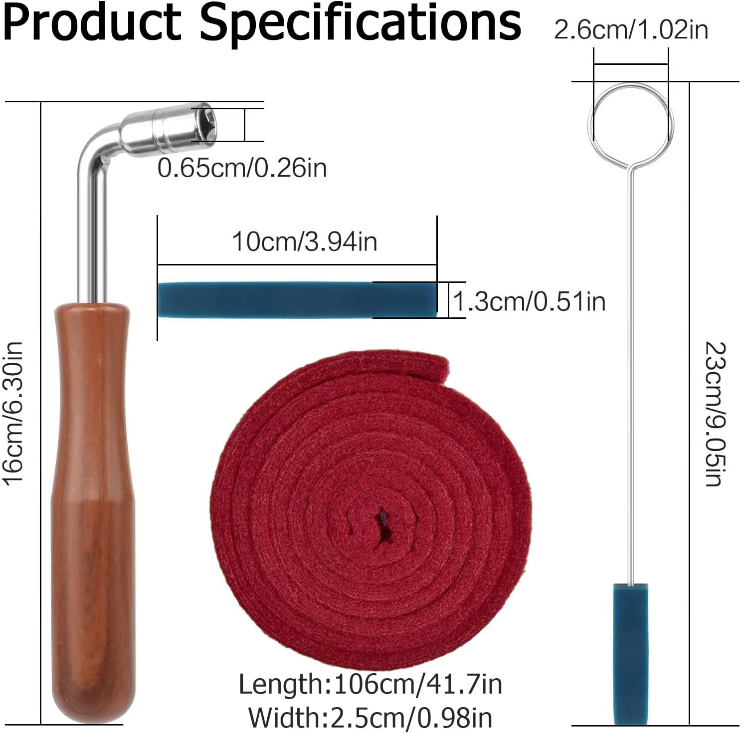 Piano Tuning Tool, 8Pcs Professional Piano Tuning Kit - Tunning Wrench Hammer Tools Accessories DIY Piano Fixing Set, Rubber Mute Felt Temperament Strip for Beginners and Professionals Tuner image number 4