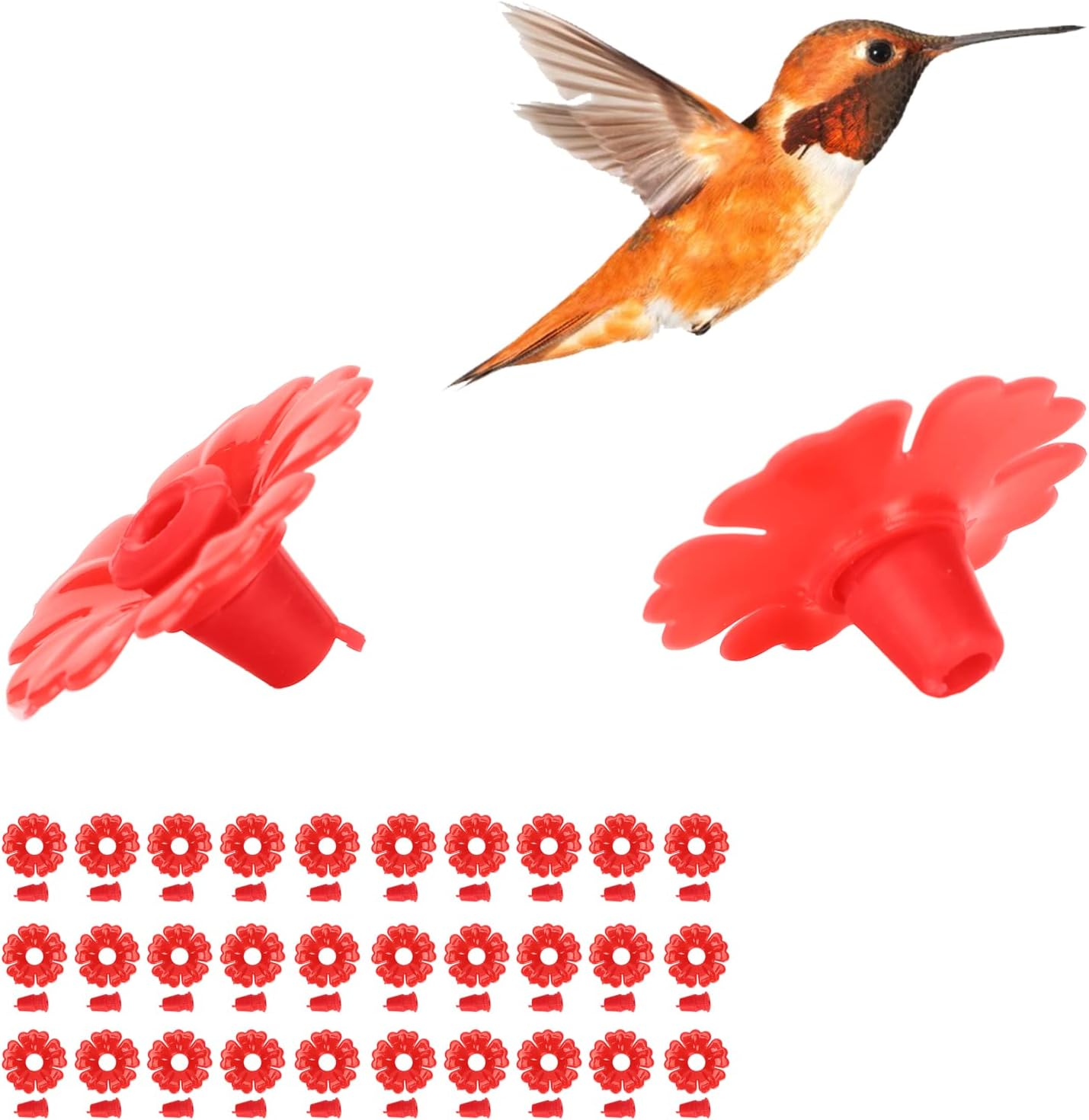 Eosnow 30 Set Hummingbird Feeder Flowers Hanging Bird Feeding Ports Replacement Parts Garden Supplies (Red) Best-1 Hummingbird Feeder Parts Replacement Parts Golf Cart Accessories image number 4