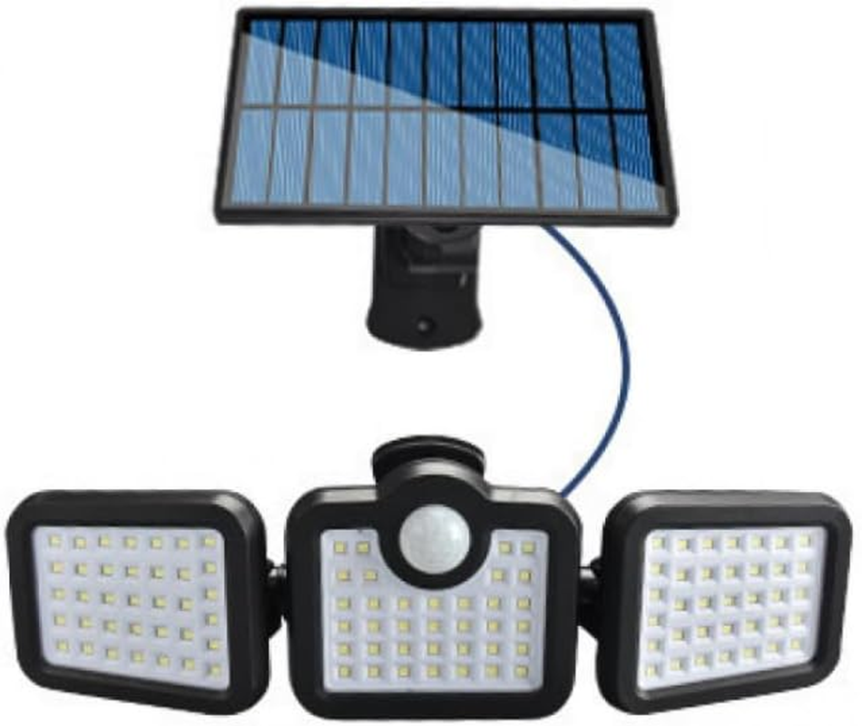 Solar Motion Sensor Light - 3.7V 2400Mah 108LED Wireless Outdoor Flood Light, 3 Adjustable Heads, 270&deg; Wide Angle, TGTY 07506 Waterproof, Black,14.2 X 8.6Cm