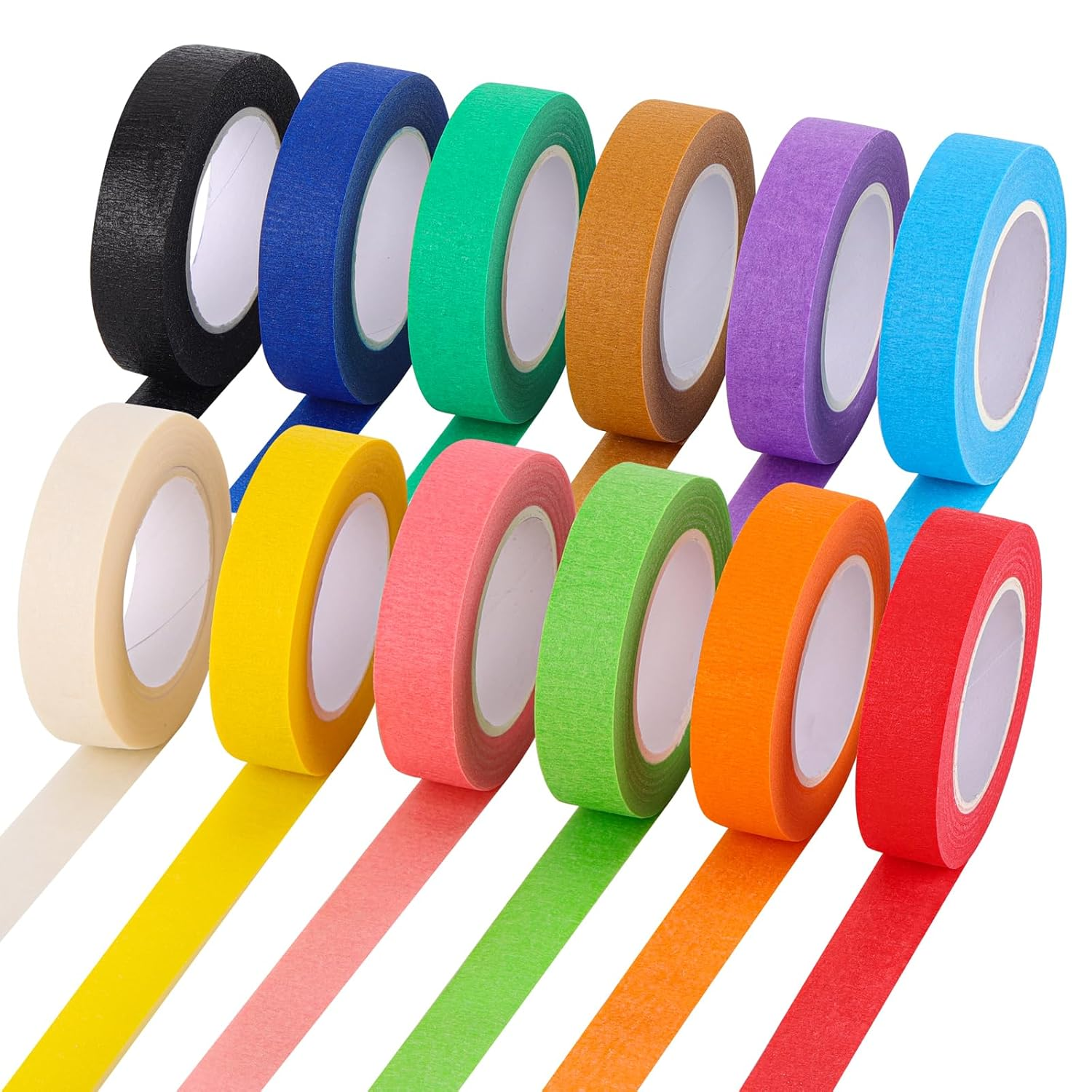 BTYMS 12 Rolls Colored Masking Tape Handbook Decoration Marker Packing Tape for Crafts, Waterproof Painters Tape, DIY Journaling, Classroom Decor 13M &times; 15Mm image number 4