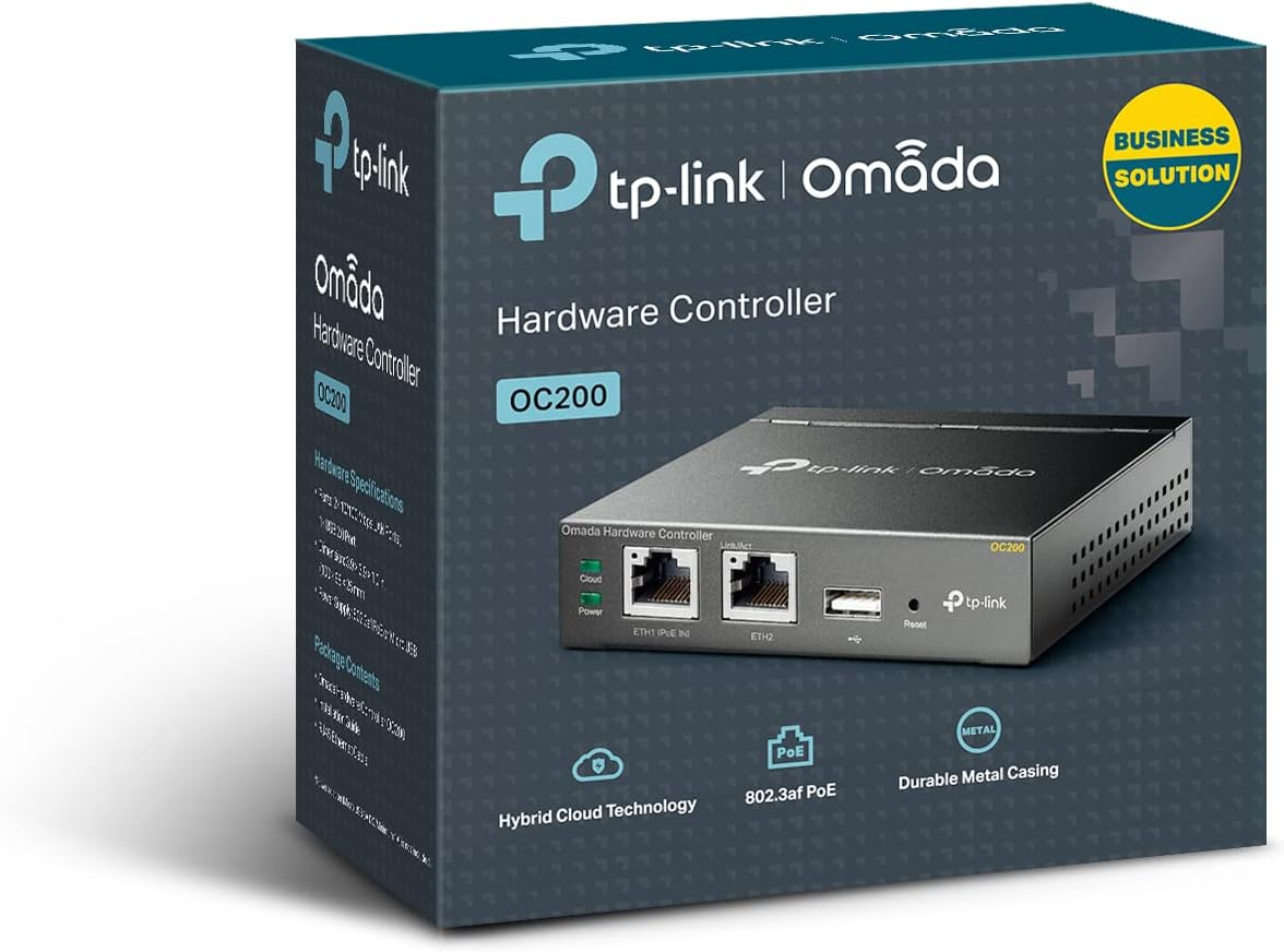 Tp-Link OC200 Omada Hybrid Poe Cloud Controller for EAP Series, USB Port for Automatic Backup, Cloud Service, Mobile App, Plug and Play, Metal Casing Grey Metallic image number 1