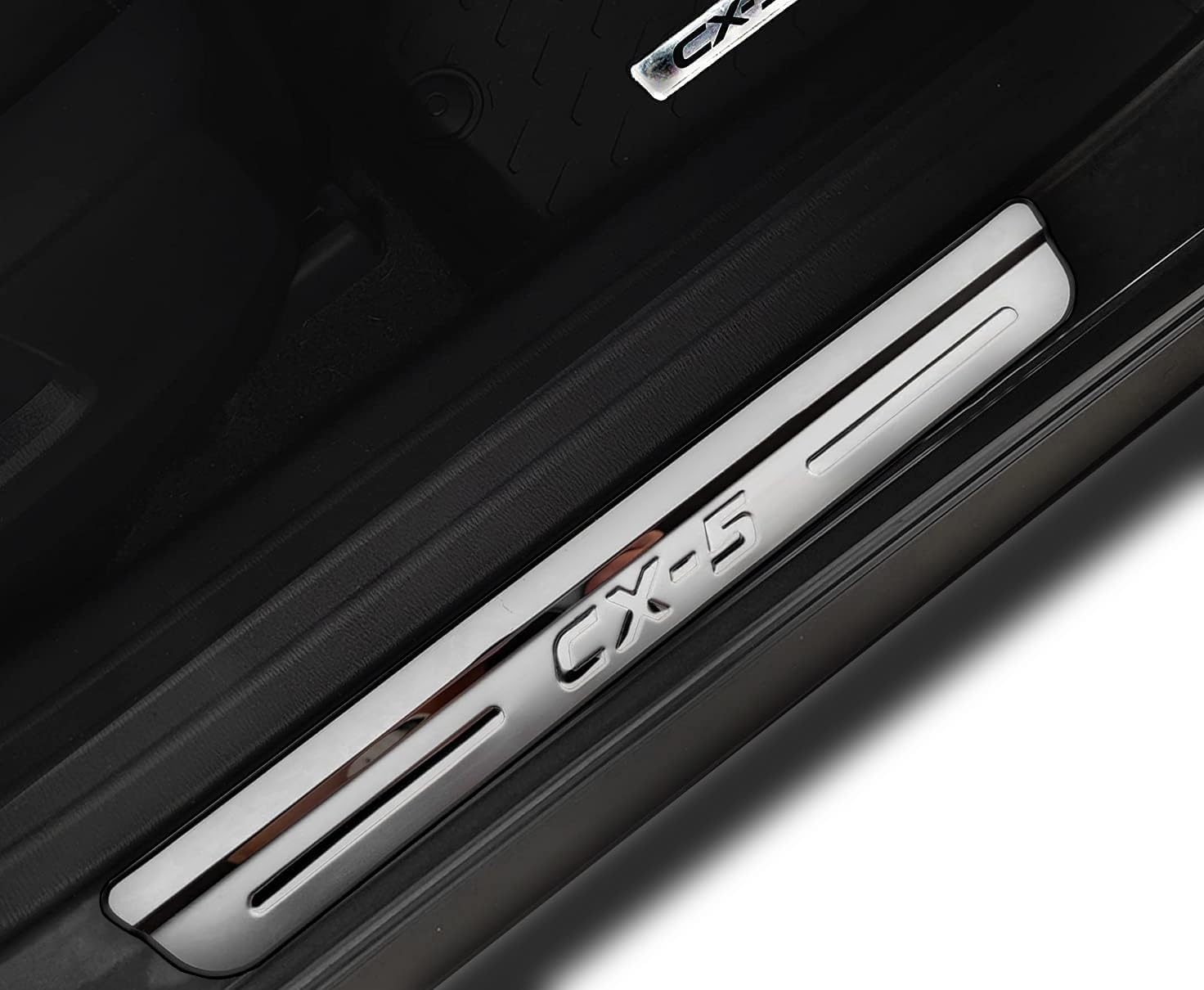 GZBFTDH Car Door Sill Scuff Protector, for Mazda Cx-5 Cx5 2017-2022 Accessories Parts, Stainless Steel with Abs Plastic Door Entry Guard Plate Trim Cover, Auto Interior Accessory Kick Panels 4Pcs Set image number 2