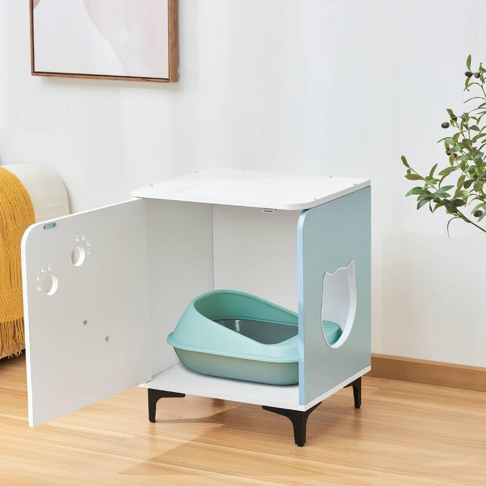 Michu Hidden Cat Furniture - Cat Litter Box Enclosure and Wooden Pet House, End Table Large Enough for Most Cats and Litter Boxes image number 2