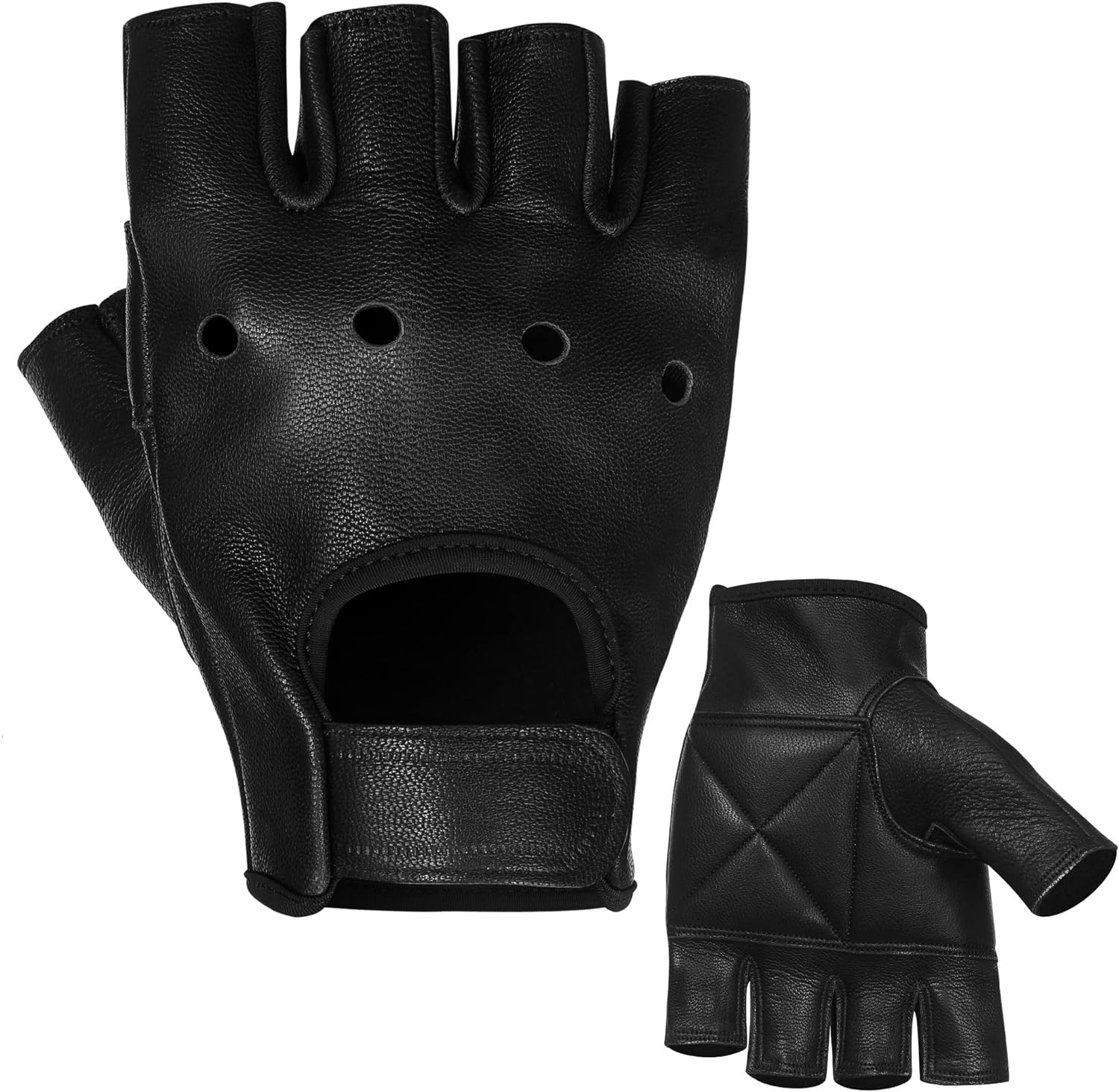 Leather Half Finger Cycling Wheelchair Gym Bus Driving Weight Lifting Glove