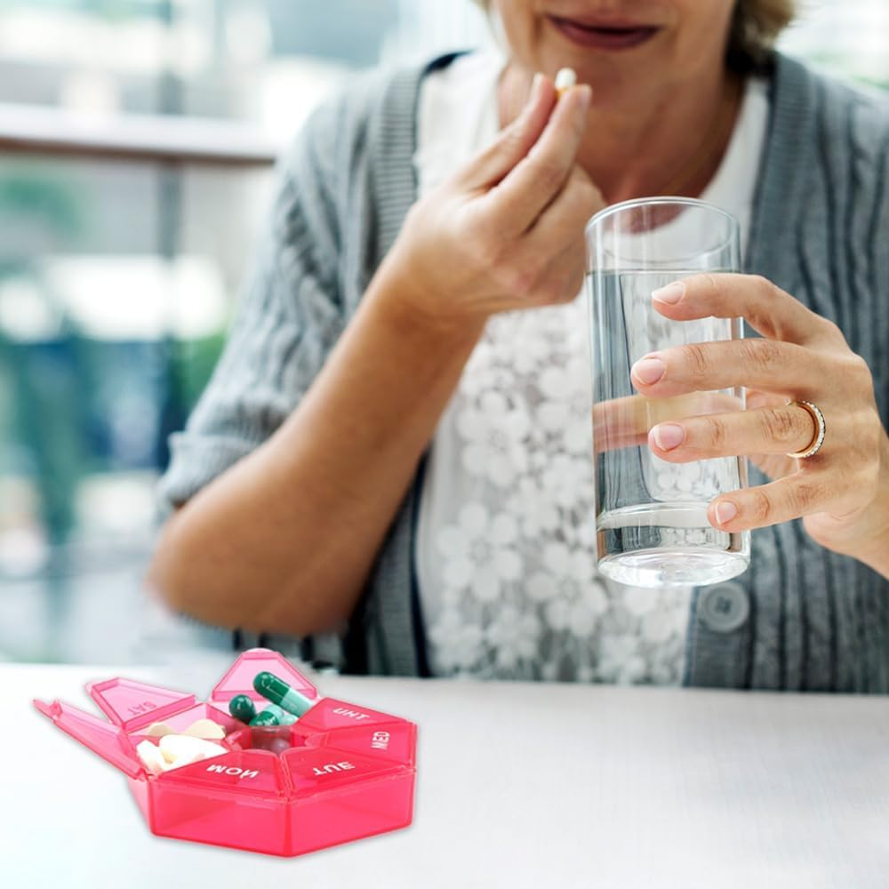 Pill Organizer Small 2 Pack Pill Box Small Pill Case Medicine Pill Organizer 1 Time a Day Weekly Pill Organizer Pill Container Pill Holder Daily Pill Organizer Travel Pill Organizer 7 Day Red image number 5