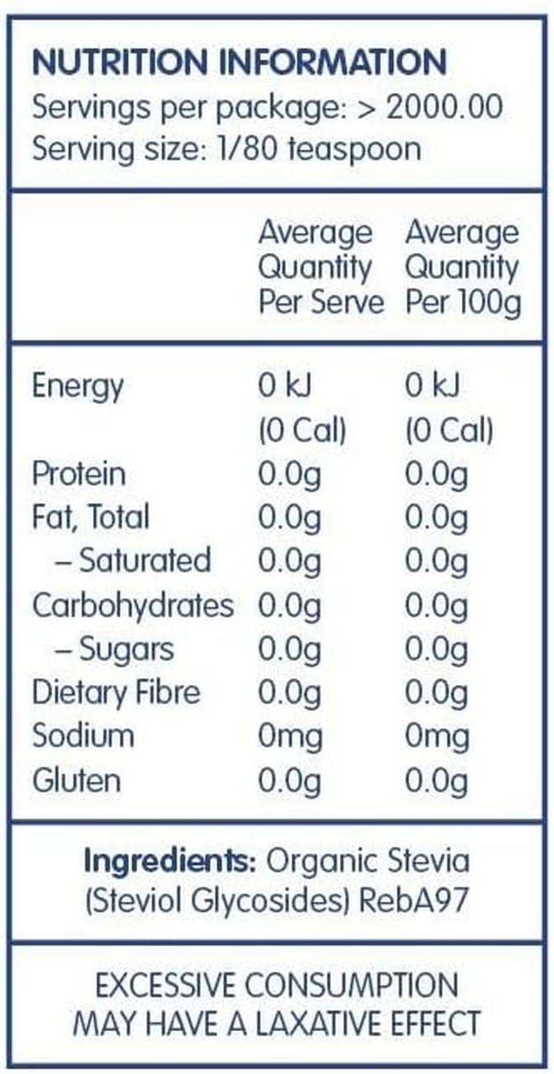Naturally Sweet Stevia Organic Reba97 Extract Powder 100 G