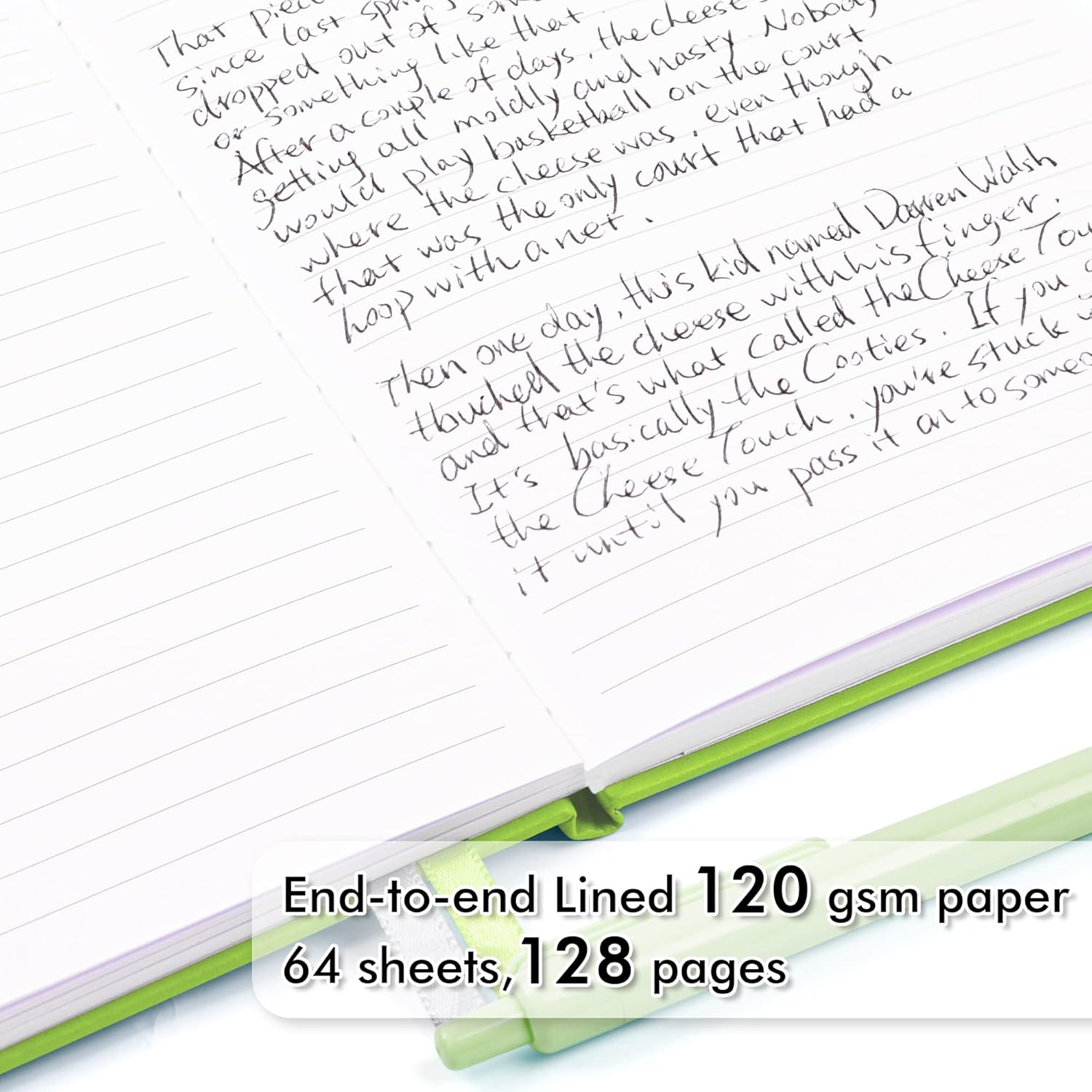 Feela 3 Pack Notebook Journals Bulk, Hardcover Notebooks Classic Ruled Lined Journals with Pen Holder for Women Girls School Business Supplies, with 3 Black Pens, 120 GSM, 5.1&rdquo;X8.3&rdquo;, A5, Green image number 3