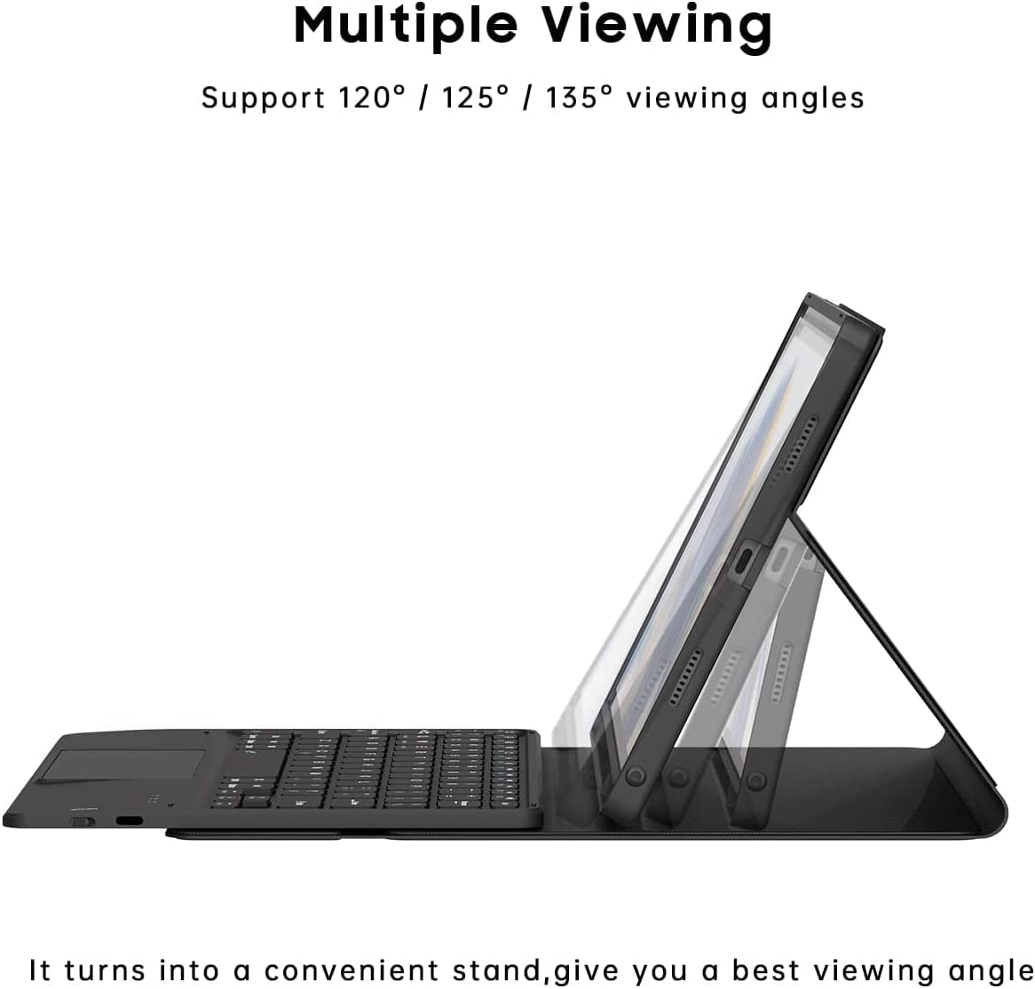 Ixtra Keyboard Case with Trackpad for Samsung Galaxy Tab A8 10.5 Inch 2022 SM-X200/X205/X207 Slim Shell Stand Cover with Built-In S Pen Holder, Magnetic Detachable Wireless Bluetooth Keyboard, Black image number 6