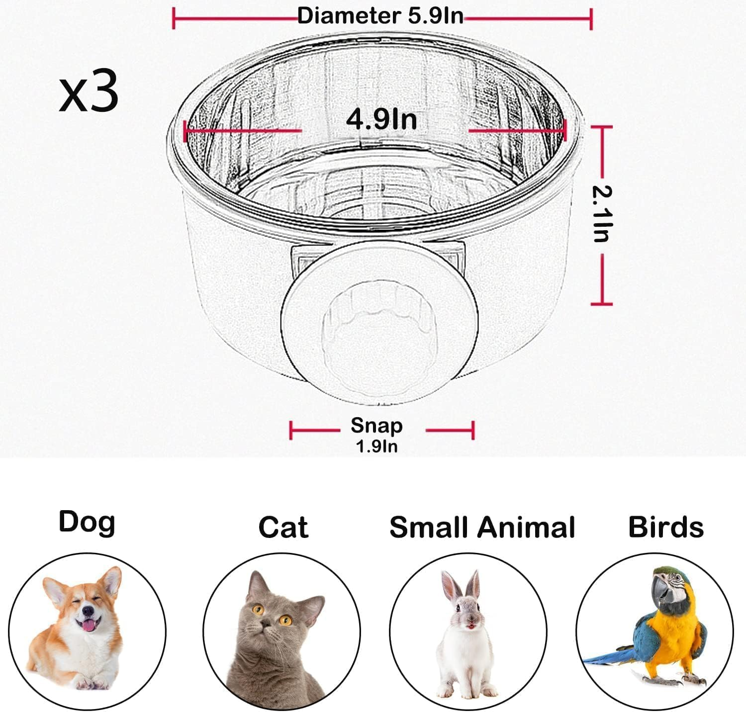 Pet Bowls for Cats and Dogs, Detachable and Hanging -2-Piece Set of Stainless Steel, Cat Cage, Food Bowl, and Dog House Water Dispenser, Suitable for Puppies, Birds, and Kittens (Pink+Blue) image number 1