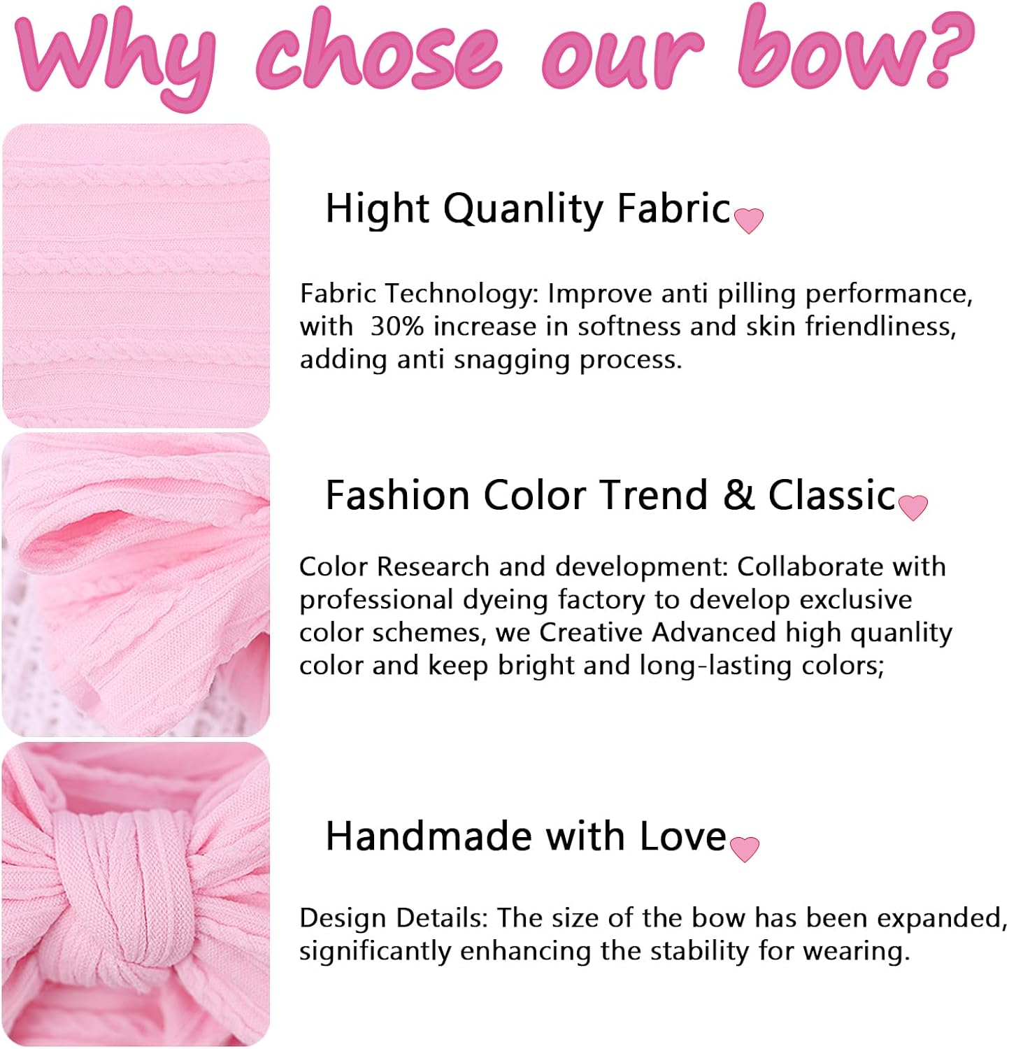 Lemonspace Handmade Red Baby Bow Baby Girls Headbands with Bows High Stretchy Soft Nylon Infant Headwrap Newborn Red Pink Hair Accessories Wonderful Gift for Mother'S Day,Baby Shower image number 5