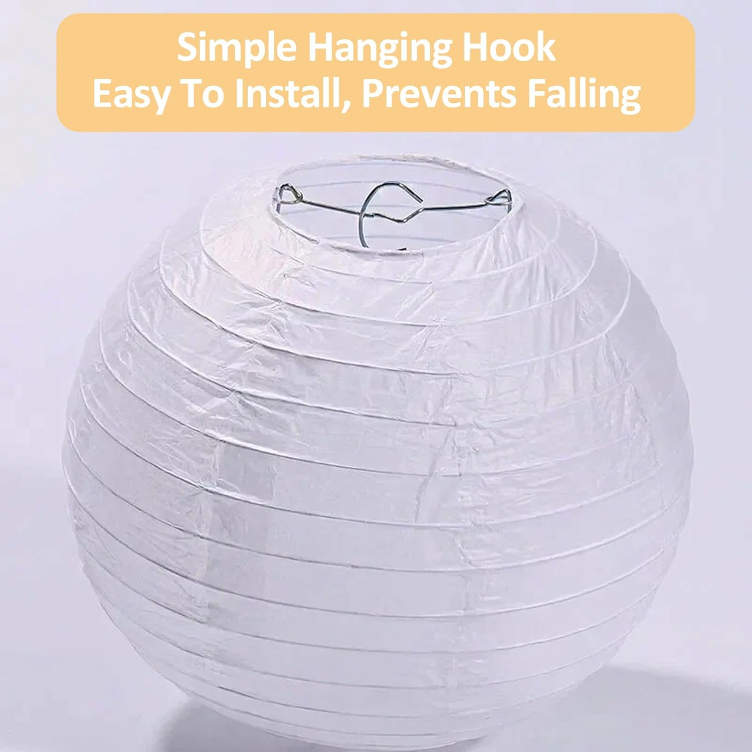 Pack of 2 Lampshade Paper round Lanterns White Paper Lampshade 20 Cm Paper Lantern Paper Lantern Classic Bamboo Style Ribbed Lampshade Decoration for Party Garden Wedding Birthday Decoration image number 3