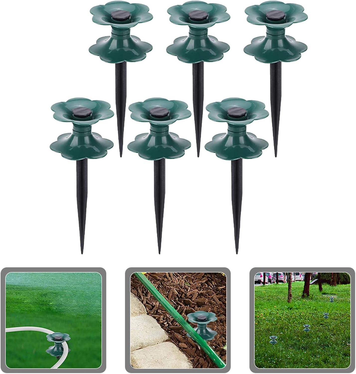 Balacoo 6Pcs Garden Hose Guide Stakes with Stable Design for Lawn and Flower Bed Protection Water Hose Holders to Prevent Burn Damage Easy Ground Installation Green and Black image number 1