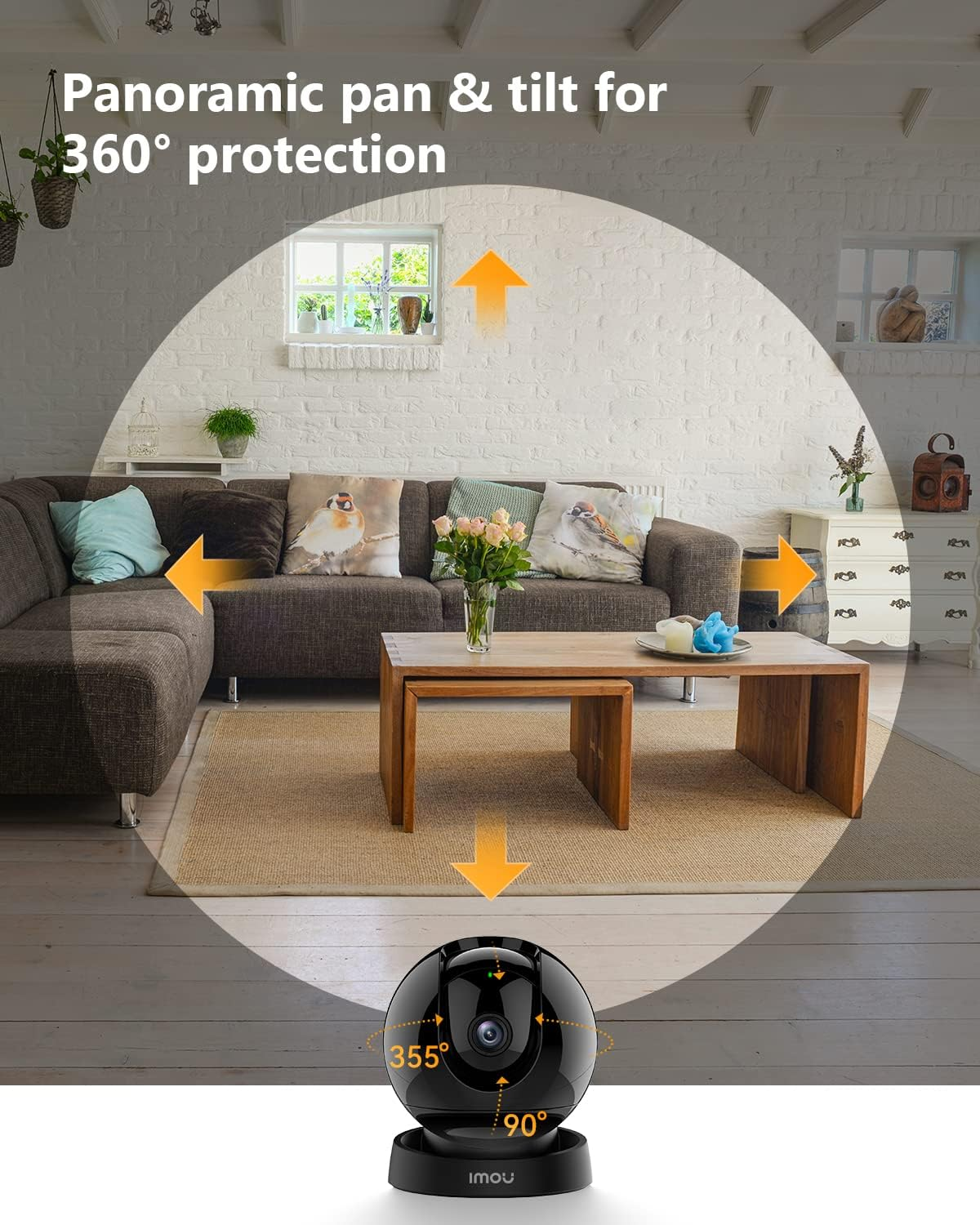 Imou 5MP Security Camera Indoor 360&deg;, Pet Dog Camera Baby Monitor, AI Human Detection,Pet Detection, Smart Tracking, Siren Spotlight, Night Vision, 2-Way Audio, Privacy Mode, Compatible with Alexa image number 4