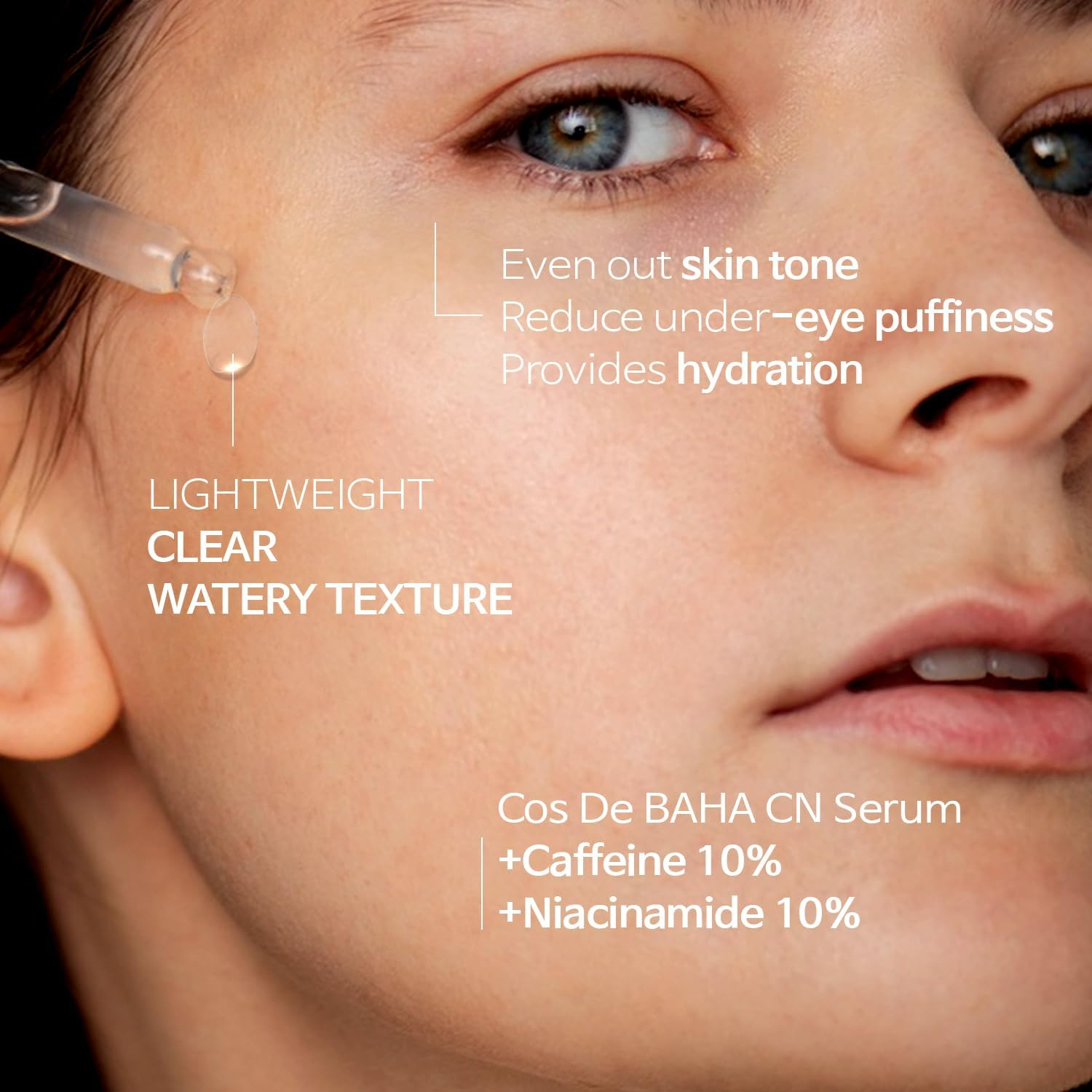Cos De BAHA CN Serum &ndash; Caffeine 10% + Niacinamide 10% + Hyaluronic Acid | Lightweight Hydration for Balanced Skin | 30Ml image number 3