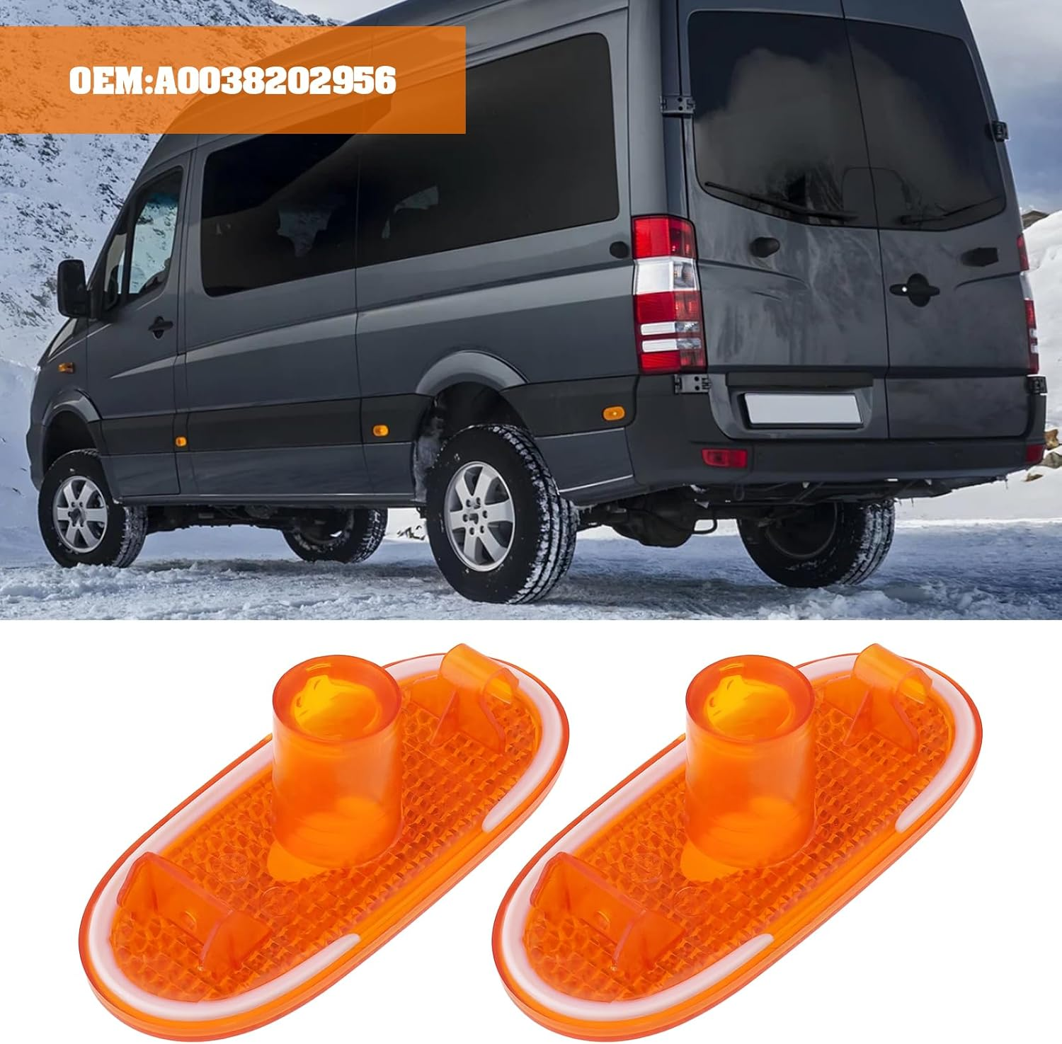 Emagtech 2Pcs Car Orange Side Marker Lamp A0038202956 Compatible with Mercedes Benz Sprinter W906 image number 3