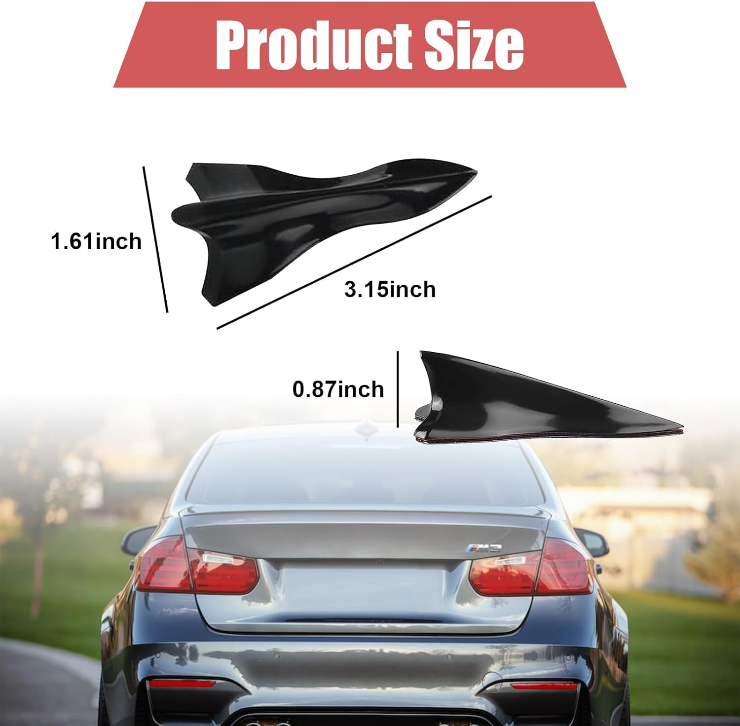 10 PCS Car Shark Fin Diffuser, Universal Roof Diffuser Spoiler, Car Shark Fin Antenna Kit with Selfadhesive Tapes, Vehicle Exterior Decor Accessories Stickers for Most Cars (Black) image number 4