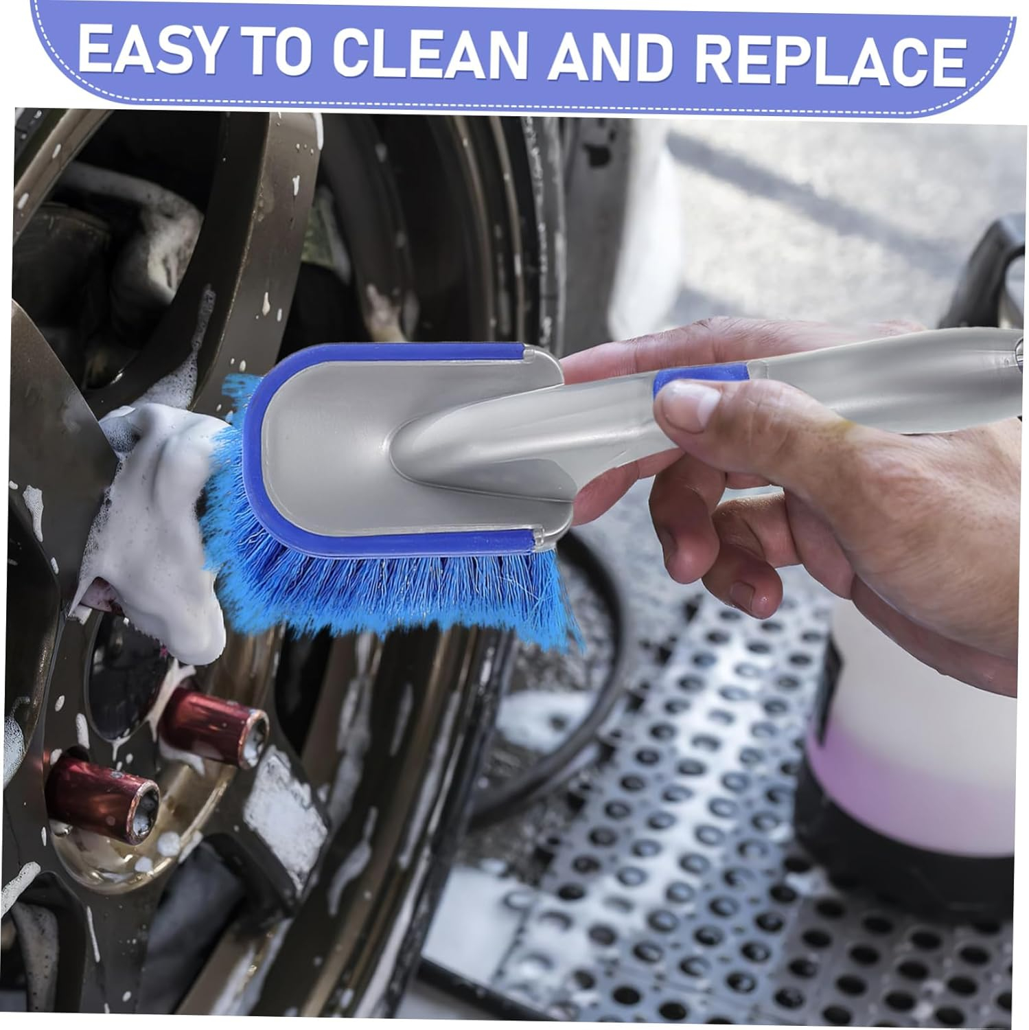 CLISPEED 2Pcs Ergonomic Tire Brush Soft Detailing Wheel Brushes for Car Cleaning and Easy Maintenance Gentle Bristles for Scratch Wheel Care for All Vehicle Types image number 5