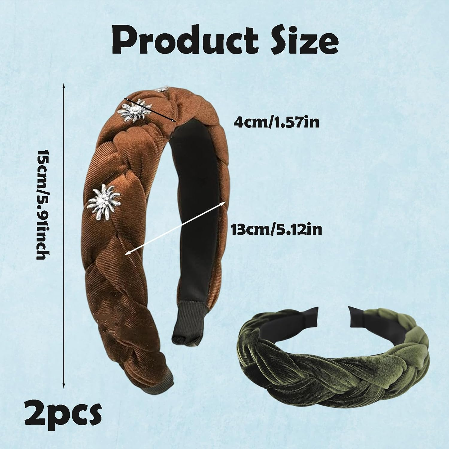 Pack of 2 Vintage Costume Headbands, Cross Braid Headband Dirndl for Make-Up, Face Wash, Headpiece, Oktoberfest Costume, Theme Party, Carnival image number 1