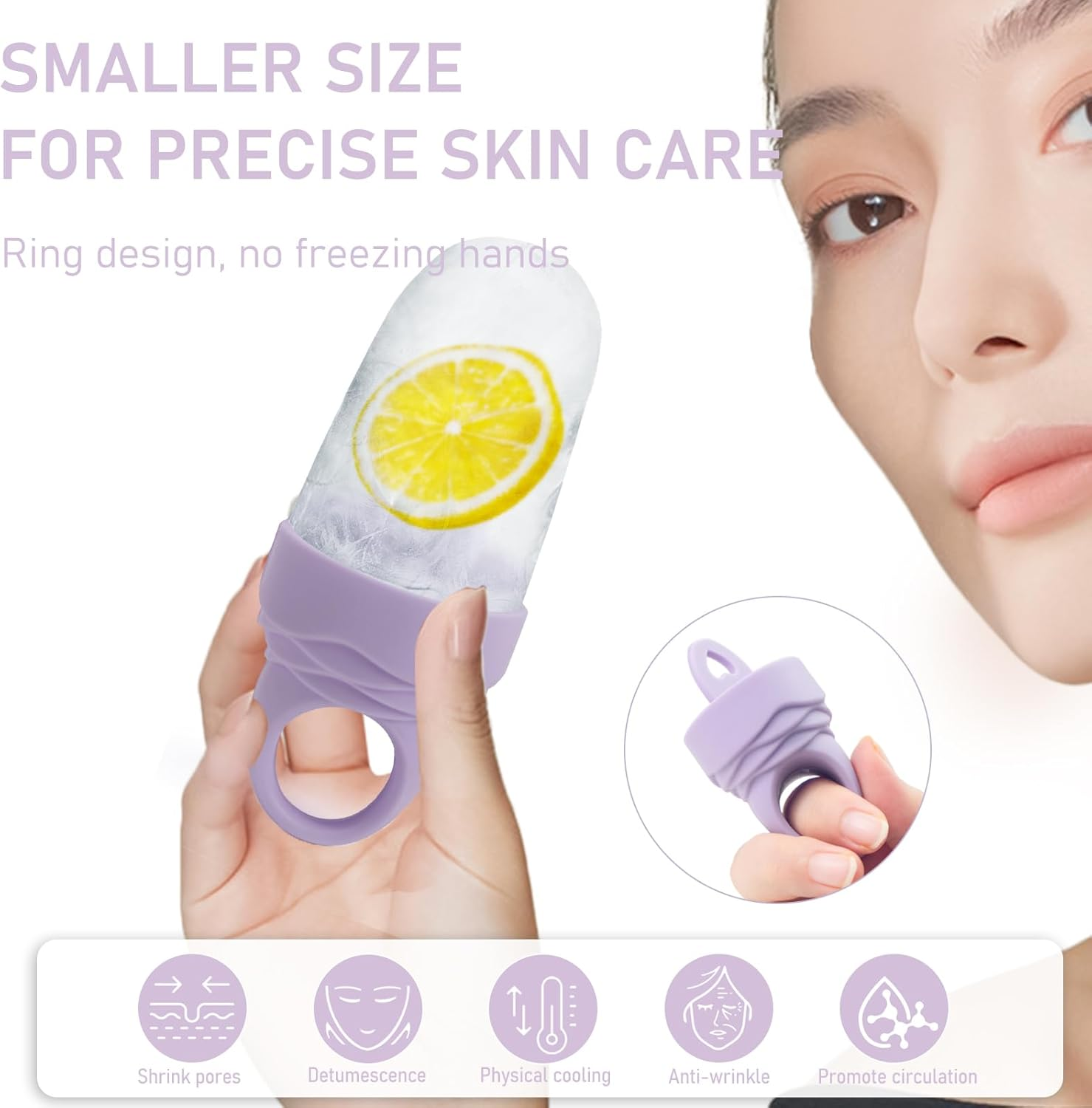 3 Pcs Facial Ice Roller Silicone Mold Reusable for Face Women and Eye Neck Cold Skin Care Tools Freezer De Puff Eye Bags Reduce Migraine Pain Pink 1 + Purple 2 image number 2