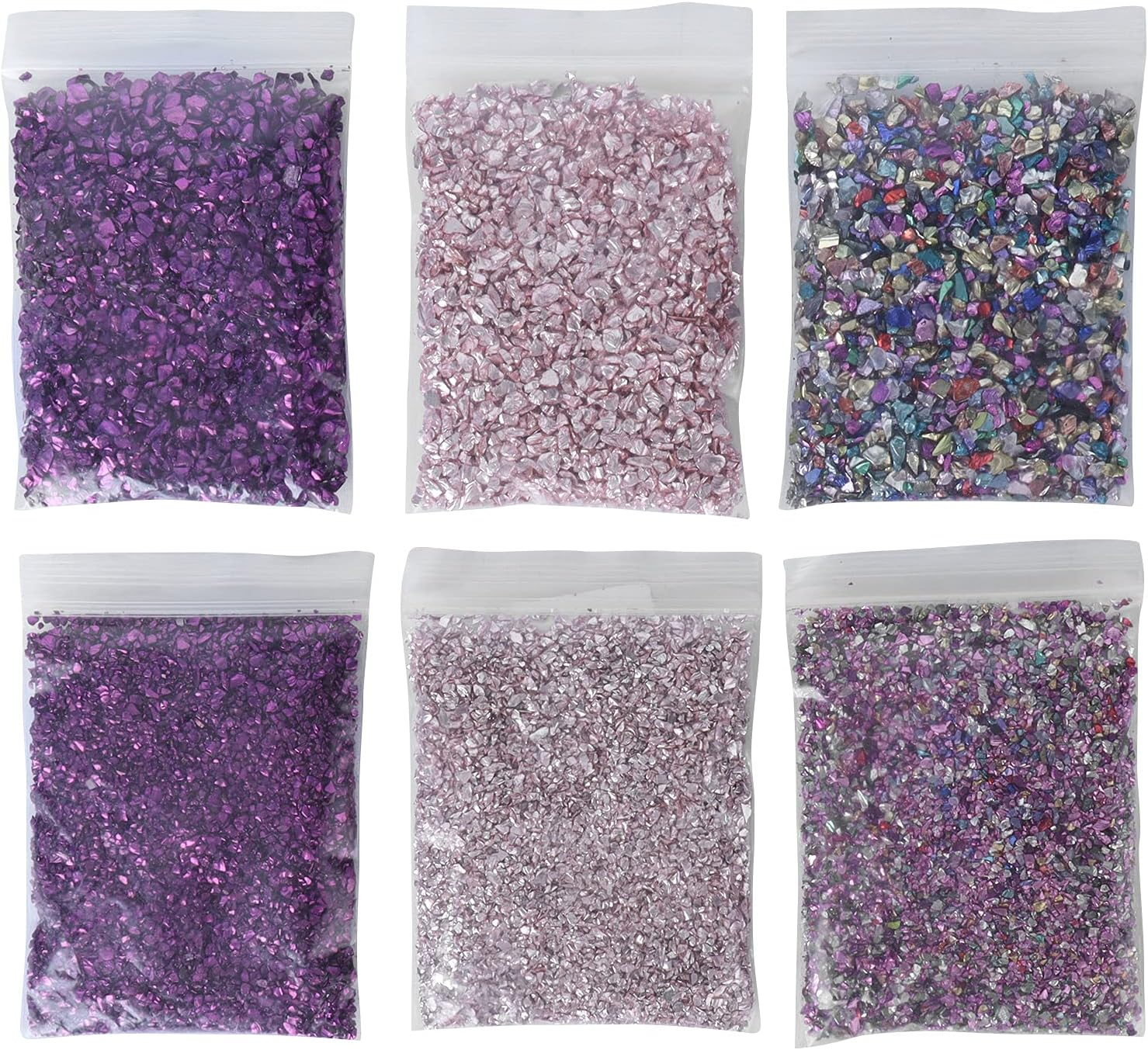 DIY Shining Crushed Glass Filler Glitter for Resin Craft Decoration for Family - Mix/Pink/Purple, Large/Small Bag image number 3