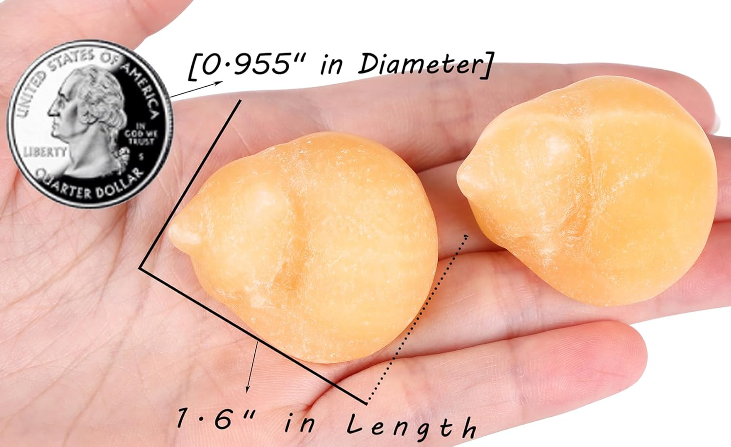 QINJIEJIE Fancy Calcite Cat Crystals Decor Sleeping Cat Statue Healing Stone Figurine Decors Gift Hand Carved Gemstones Office Room Home Desk Lucky Decoration Cute Orange Gifts for Women Men