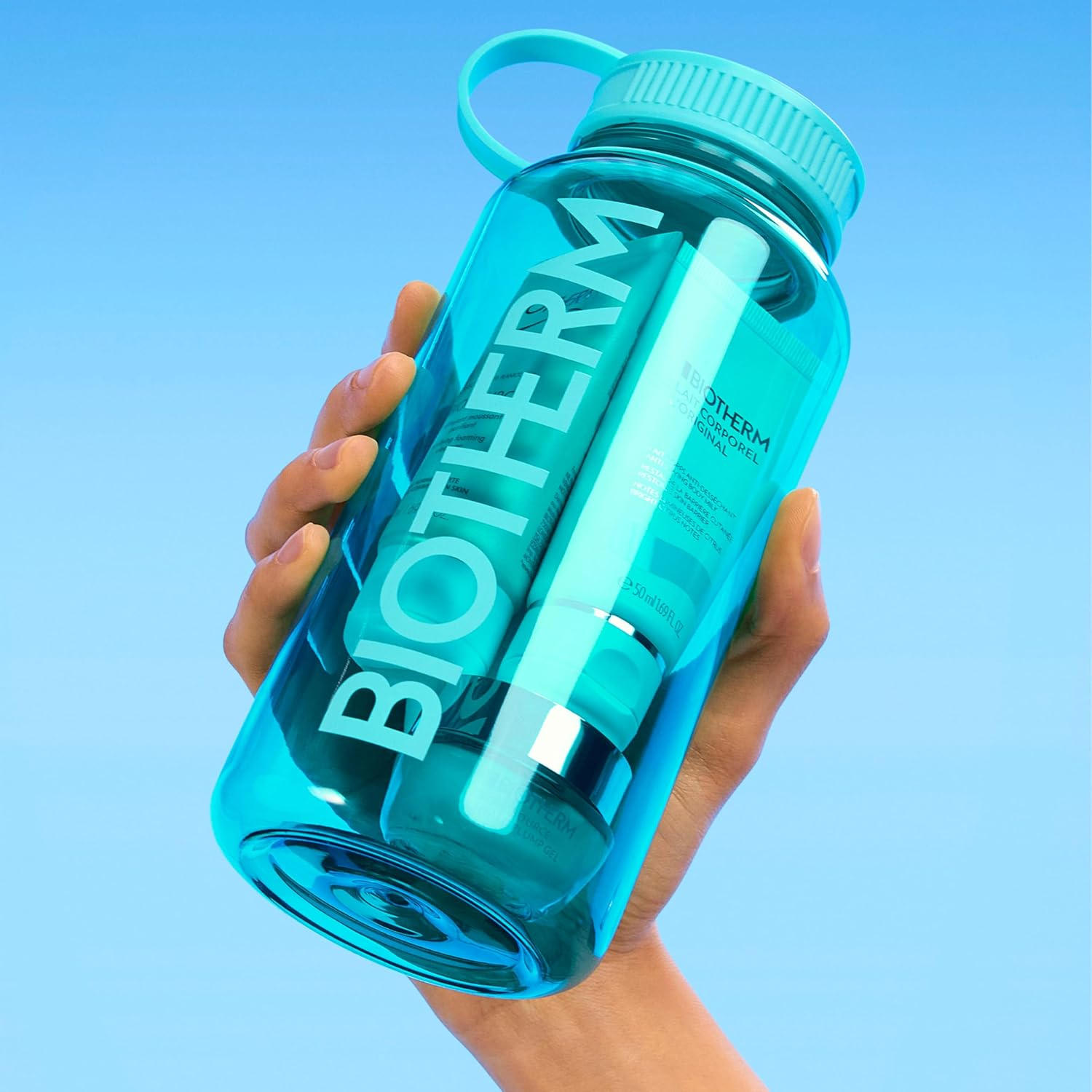 Biotherm the Drop - Aqua Drop for Women, Skin and Body Hydration Essentials for Normal to Oily Skin, Packed in a 1L Recycled, Reusable Plastic Water Bottle, with 4 Body and Skincare Products