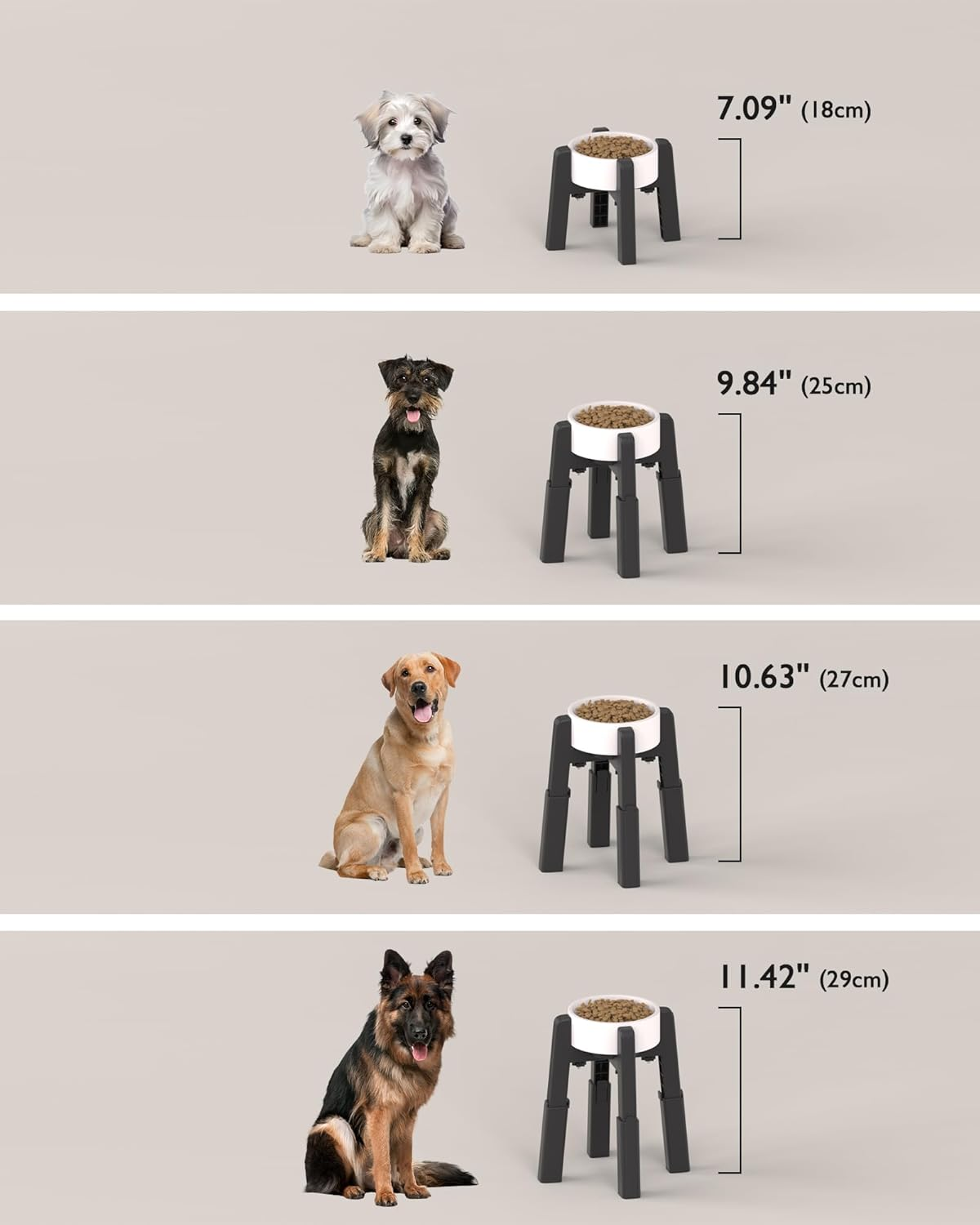 JUNSPOW Dog Bowl Stand with 4 Heights Adjustable, Raised Dog Bowl for Large Dogs, Stable and Non-Slip Elevated Dog Bowls Dog Feeding Station [Stand Only] image number 3