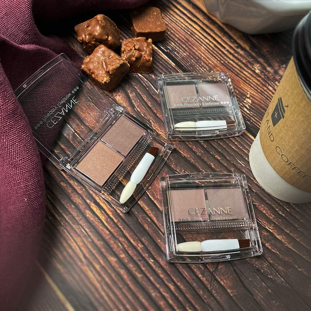 Cezanne Powdery Eyebrow P1 Soft Brown 2.0G Eyebrow Powder Soft Particulate Powder with Chip & Brush Light Brown 2G (X1) - Soft Brown image number 5
