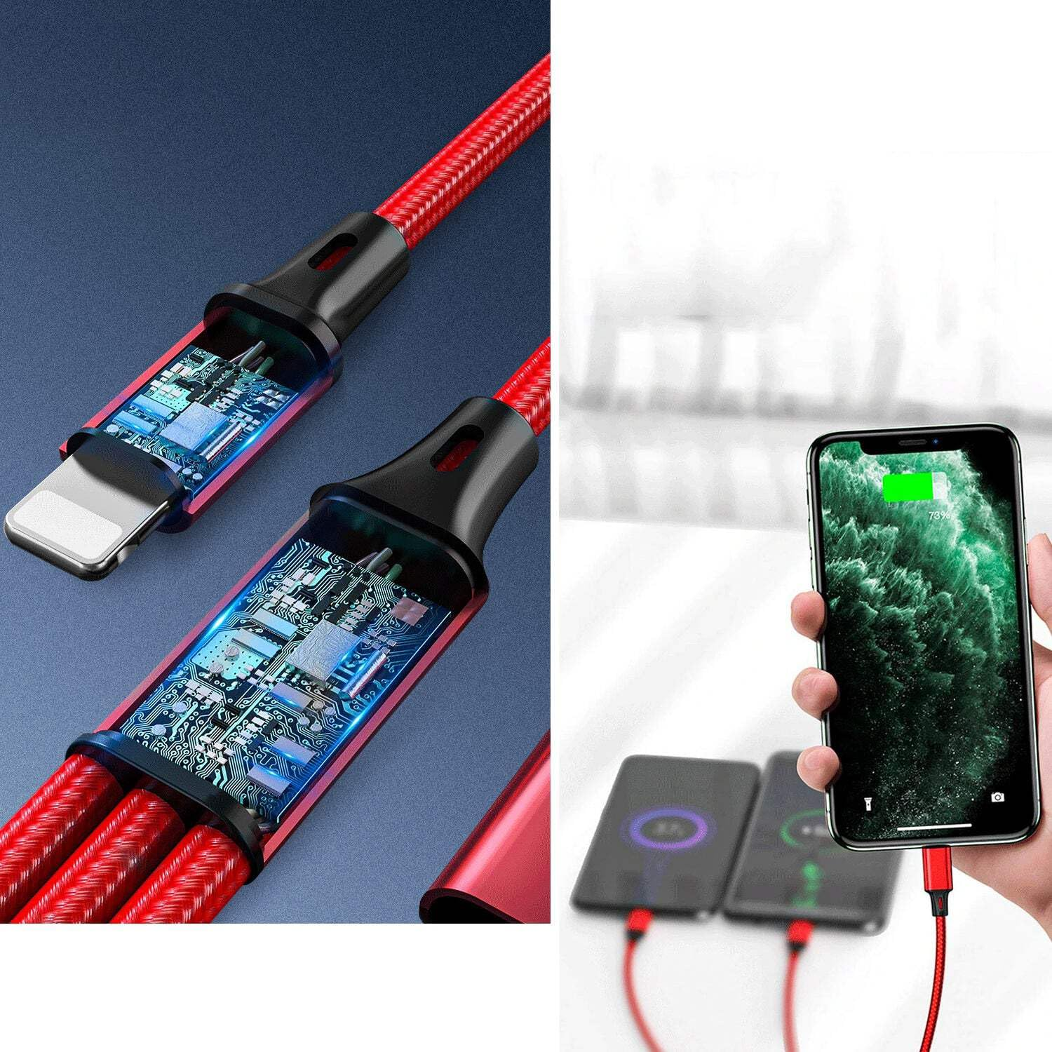 Salesbay Multi Charger 1.2M Cable 3In1 Fast Charging USB Universal Type-C Micro image number 5