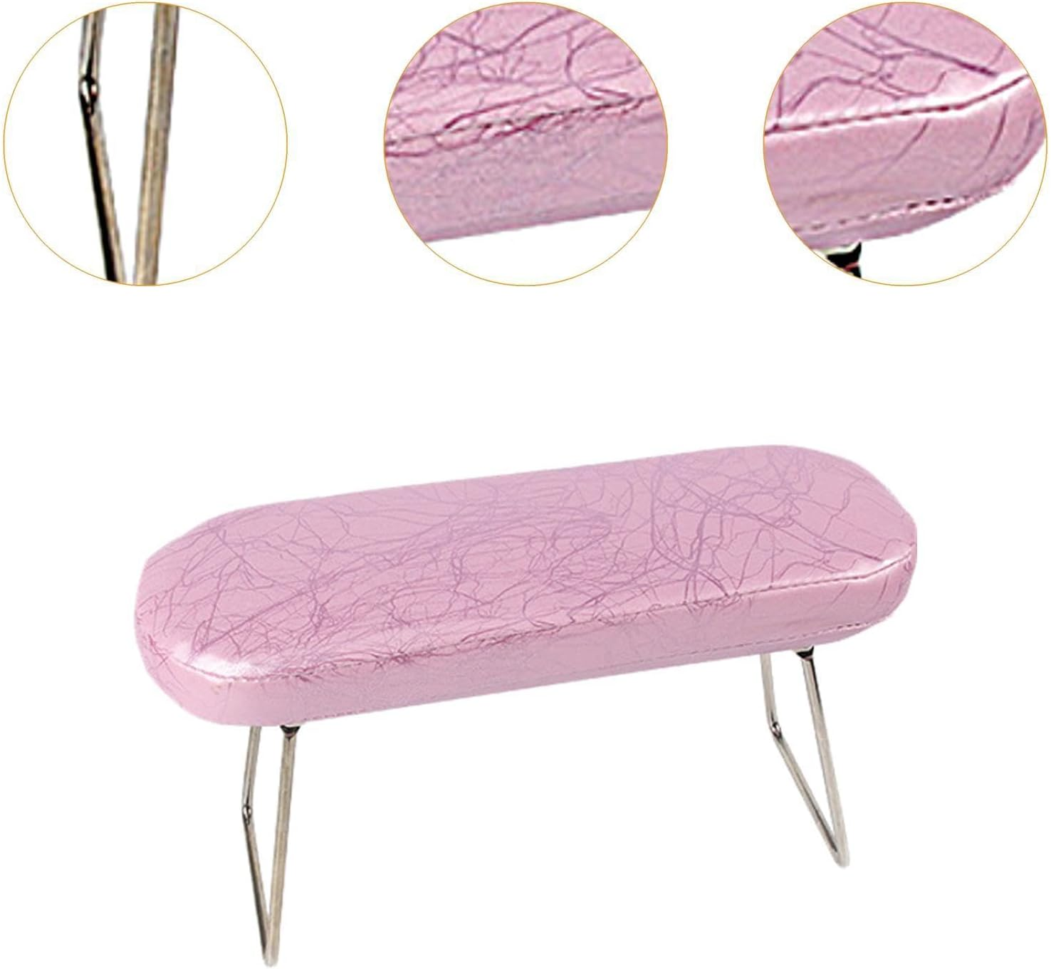 Perfeclan Salon Nail Art Hand Rest Folding Leg Manicure Table Mat Nail Arm Rest Pillow Manicure Tool for Woman Nail Salon Nail Beginner, Pink image number 4