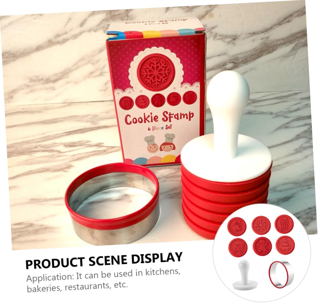 1Set Christmas Cookie Seal Molds Hand Press for Baking for Cookies Jelly and Fondants Food-Grade Safe Materials image number 3