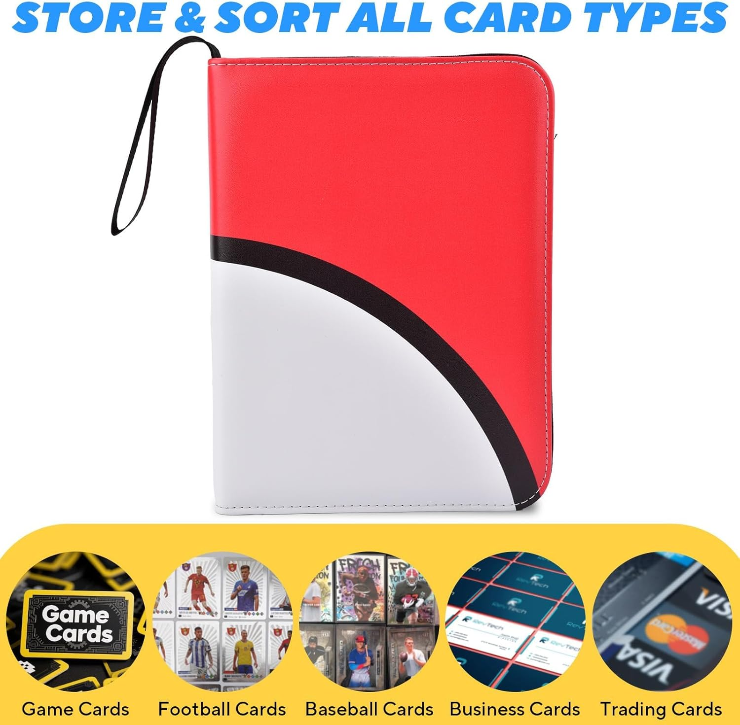 Portable 4-Pocket Trading Card Binder, Holds 400 Cards with 50 Removable Sleeves Baseball Card Binder, Compact Card Album Organizer for Game & Sports Cards image number 4