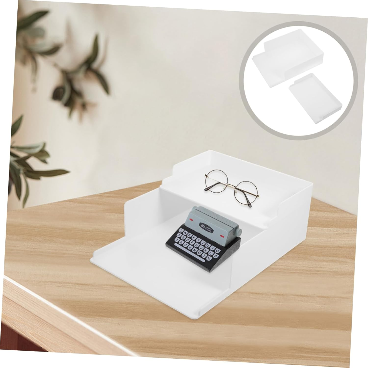 Jojofuny 2Pcs Desk Paper Organizers File Desk Shelf Storage Bin Stationery Desktop Supplies Stackable Filing Office Shelves Organiser Office Products Office Desk Accessories White image number 2