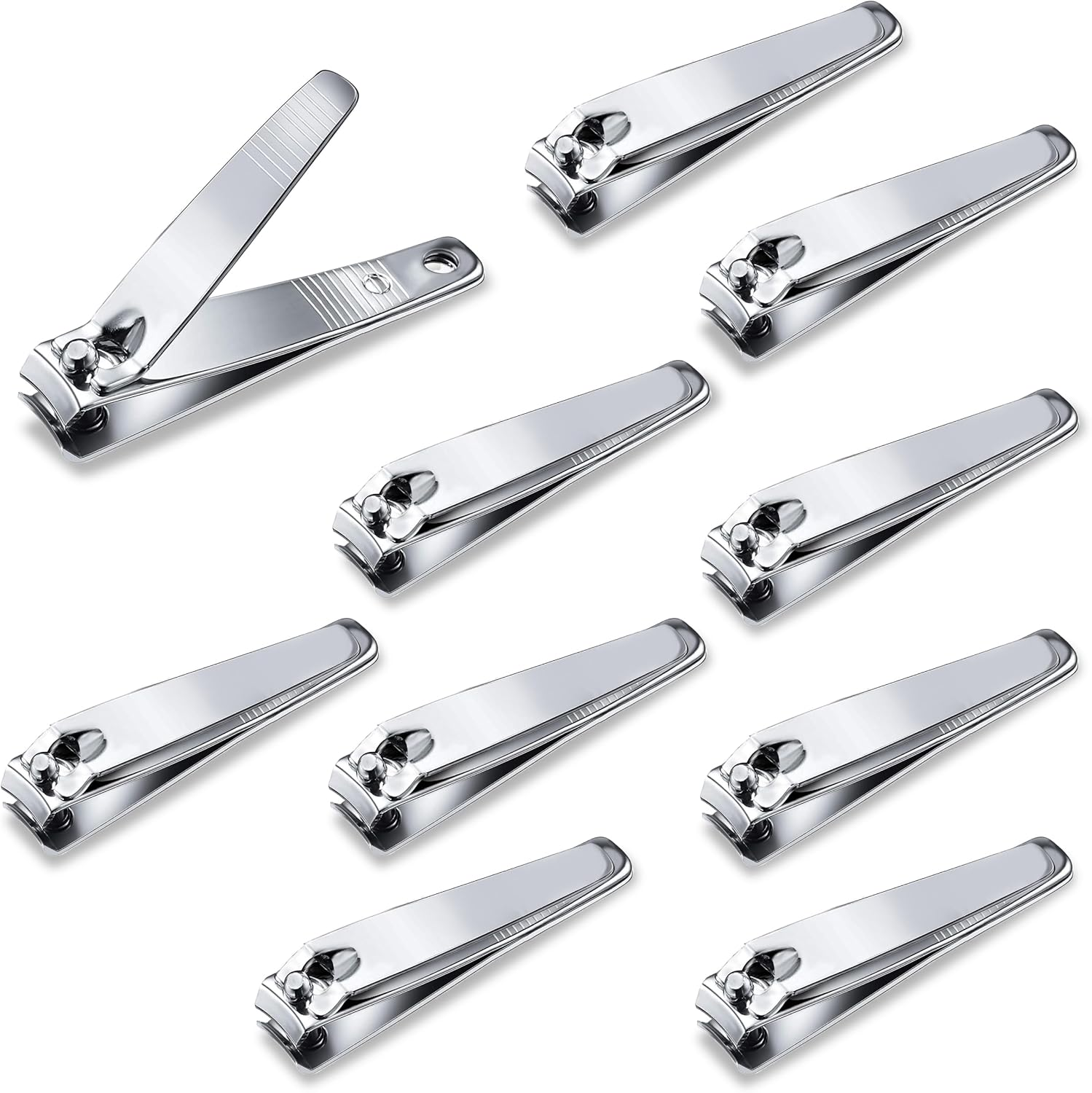 NATZERAT 10 Pack Straight Nail Clippers Bulk,Sharp Blade Toe Nail Clippers Fingernail & Toenail Nail Clipper in Bulk,Nail Supplies Manicure Tools for Women Man Adult Homeless Care