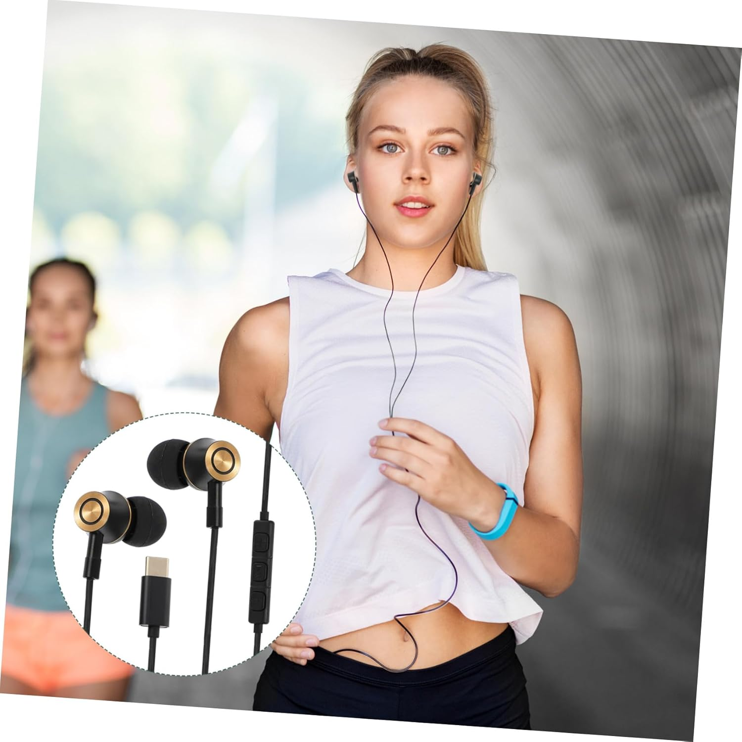 CLISPEED USB C Headphone In-Ear Noise Canceling Headset with Volume Control Ergonomic Design Compatible with Type-C Devices for Calls and Comfortable Long Wear image number 6