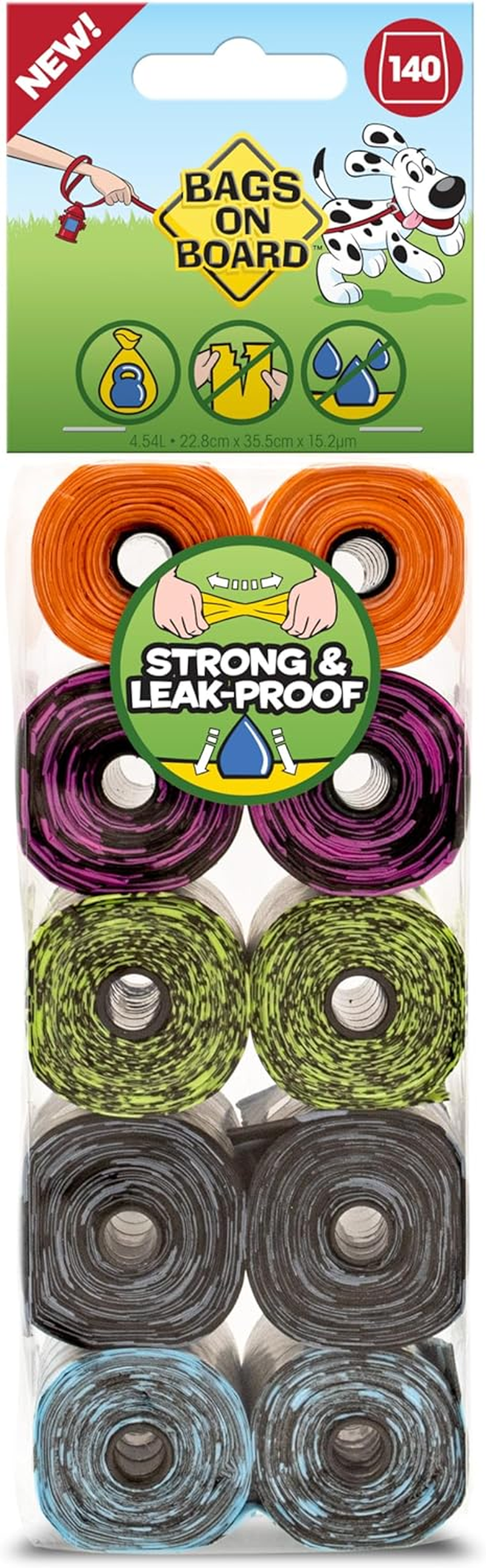 Bags on Board Waste Bags Refill Rolls, 140 Count, Patterned, 140Pk image number 1