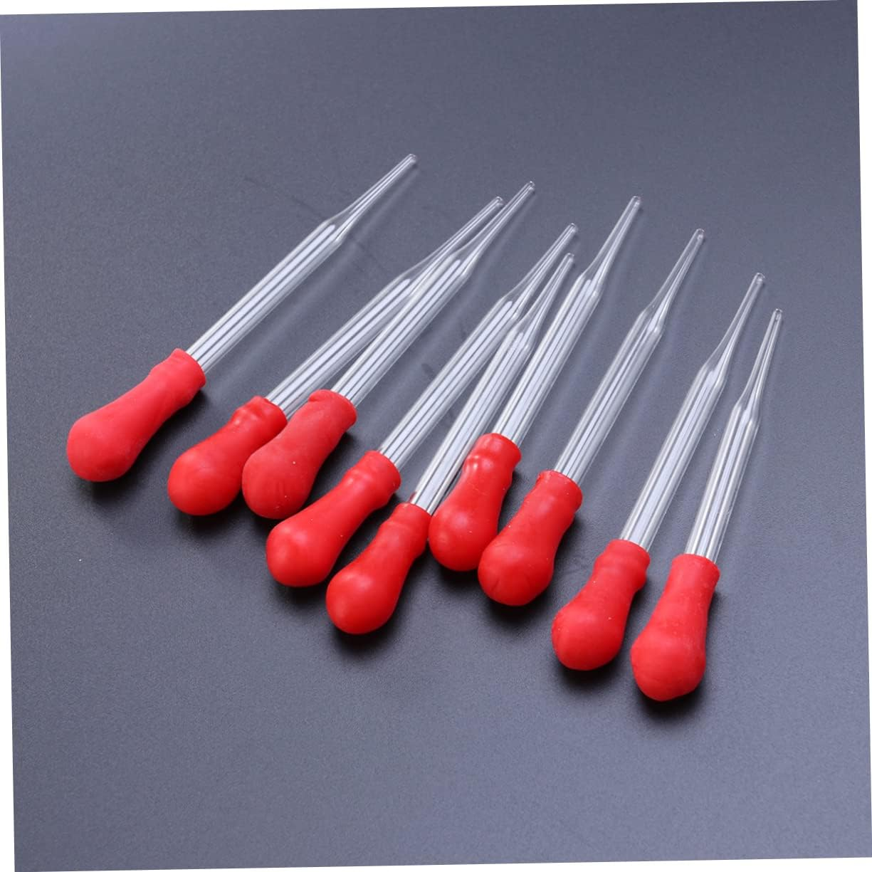 BESTOYARD 10Pcs 12Cm Glass Pipette Droppers Silicone Bulbs Red Head for Laboratory and Home Use Eye Dropper Set image number 4