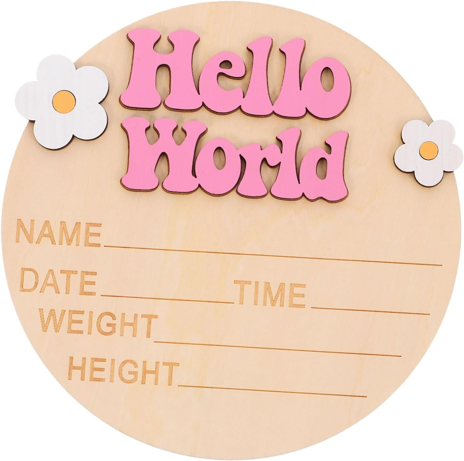 Minkissy Personalised Growth Commemorative Card Rustic Nursery Decor Newborn Announcement Sign Wood Name Sign