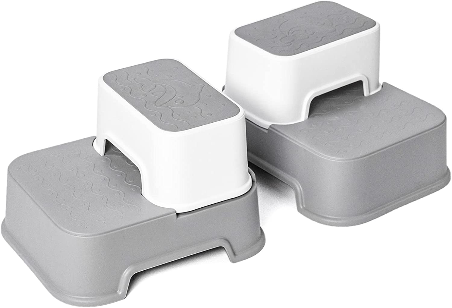 Toddler Step Stool (2 Packs,Grey),2 Step Stool for Bathroom,Kids Step Stool for Potty Training,Toilet Stool, Slip Resistant - Grey - 2 Packs image number 5