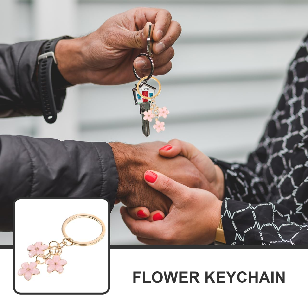 Didiseaon 3Pcs Floral Keychain Cute Flower Keychains for Women Stylish Cherry Blossom Keyring Pendants for Bags Phones and Everyday Accessories image number 4