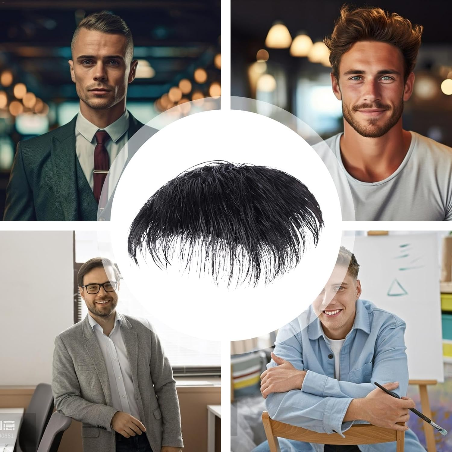 Men'S Hair Patch - Natural Black Short Hairpiece Extensions, Real Human Hair Topper for Men | Boost Confidence with Clip- Hair Replacement, Perfect for Bald Spots and Thinning Hair - 14 X 14Cm/5.5 X 5.5 Inch image number 4