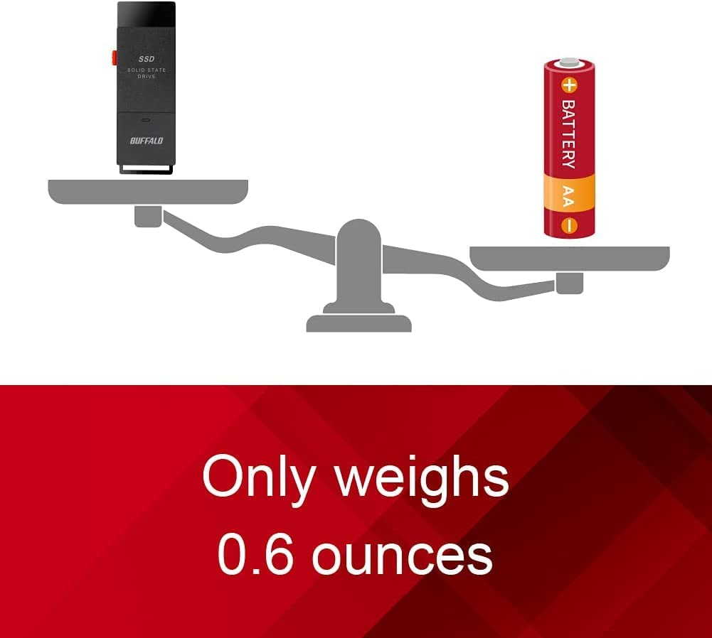 Buffalo 500GB Ssd-Put Portable SSD - USB 3.2 a & C Compatible Solid State Drive External Storage image number 5