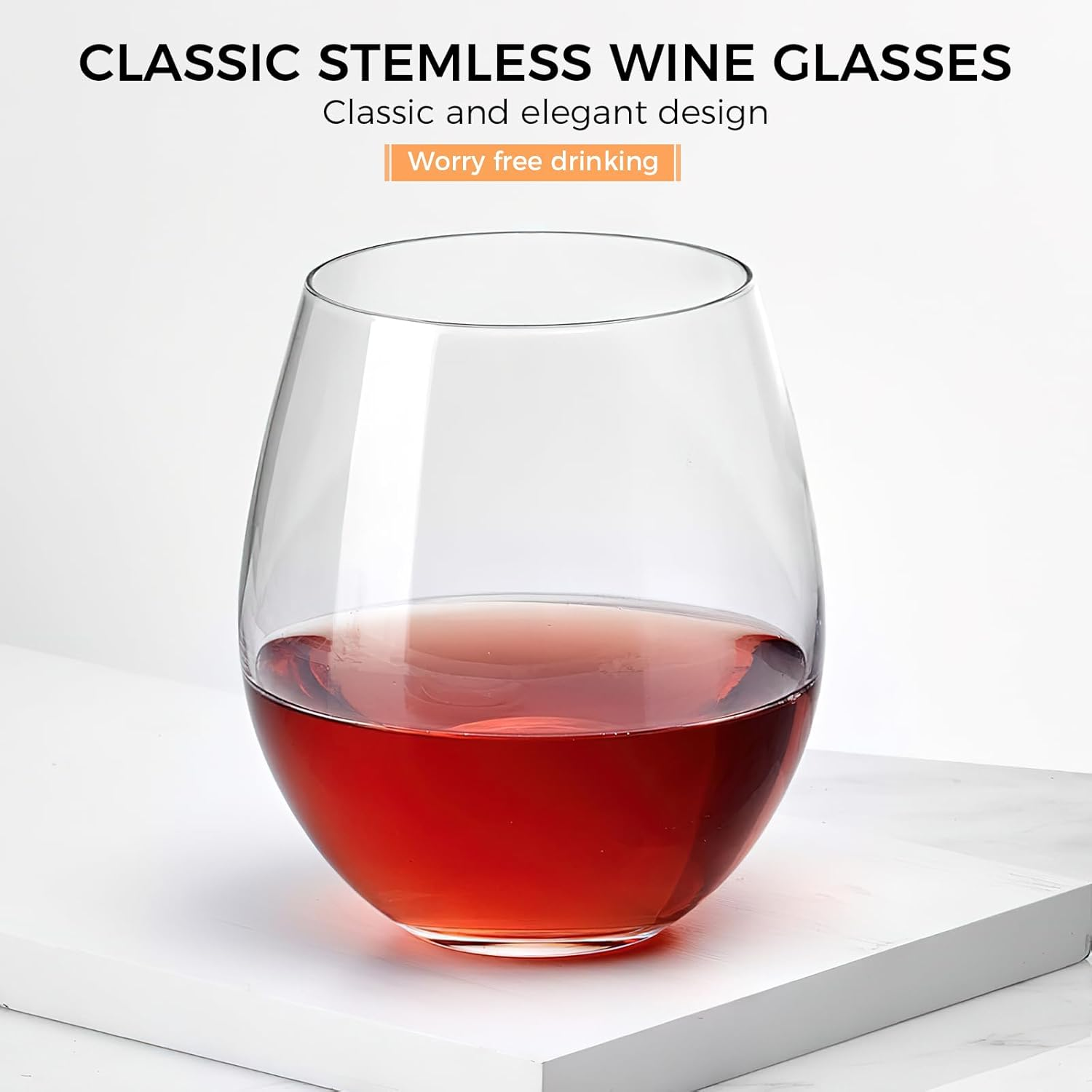 6-Pcs Set, 15 Ounces - Classic Handleless Glass. Lead Free Wine Glasses, Ideal Choice for Wine, Kitchen Glassware (6PCS) image number 6