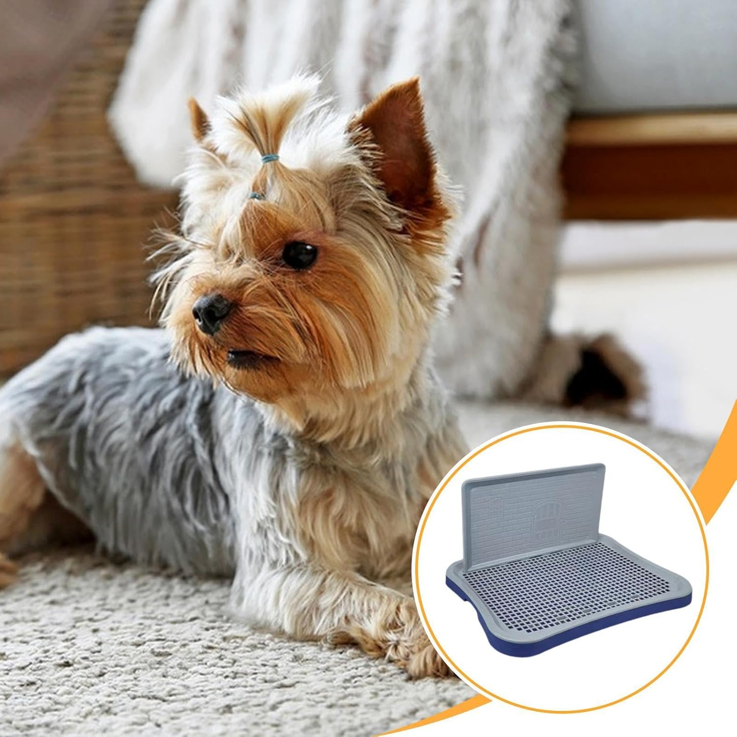 Leefasy Dog Potty Tray Training Toilet Mesh Grids Removable Urinal Dog Litter Box Pee Pad Holder for Dogs Cats Puppy Hamster Rabbit, Dark Blue Gray - Navy Gray image number 3