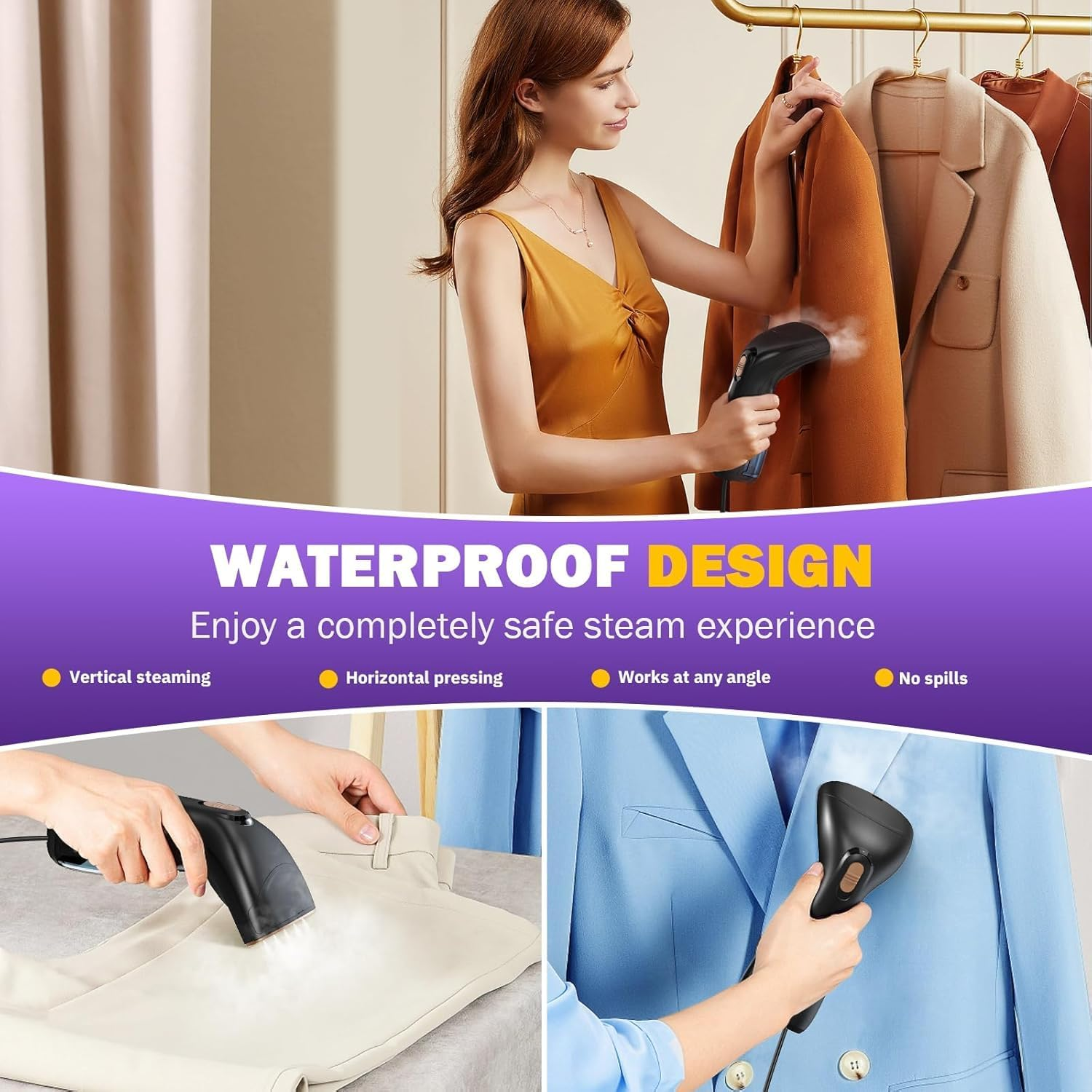 Rolipo Clothes Steamer, Handheld Garment Steamer Clothing for Efficient Wrinkle Removal, Compact and Portable for Home, Travel, Office Use image number 6