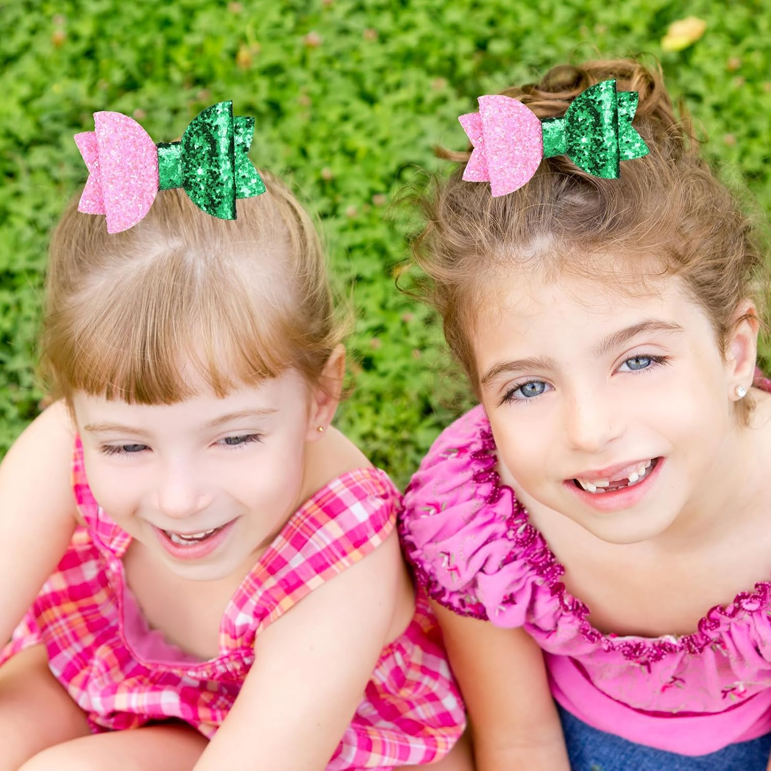 SAVITA 4Pcs Hair Accessories, Include 2Pcs Pink Glitter Bow Hair Ties and 2Pcs Glitter Bow Barrettes Halloween Outfit Accessories Fans Bowknot Gifts for Female Women Girls image number 1