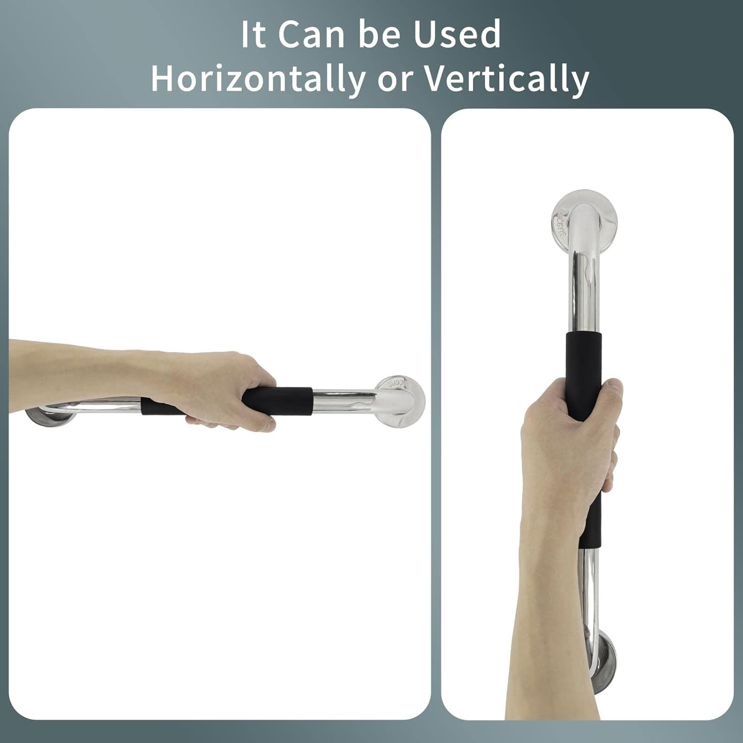 Sunzone 2 PCS Shower Grab Bar,20-Inch Stainless Steel Bathroom Shower Handle,Grab Bars for Bathroom,Safety Hand Rail Support,Assist Bath Handle for Elderly,Handicap,Senior image number 2