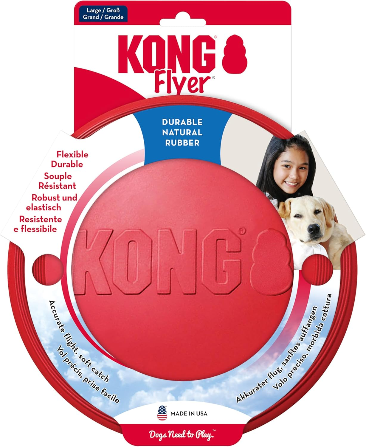KONG - Flyer - Durable Rubber Flying Disc Dog Toy - for Large Dogs