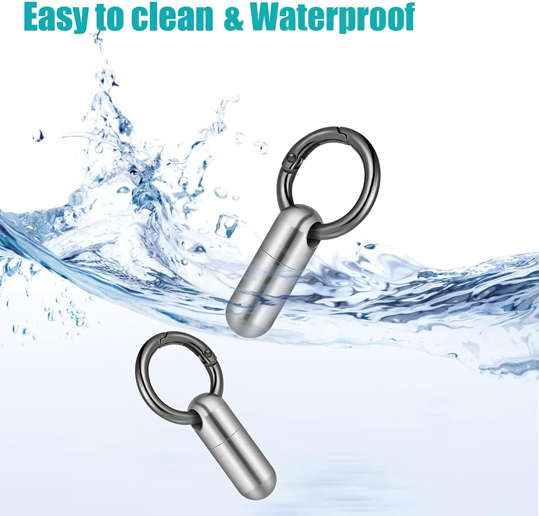 2 Pieces Tiny Keychain Pill Holder, Micro Waterproof Keychain Pill Organiser Pill Container with Keychain, Portable Mini Size Pill Case Pill Box for Outdoor Travel Purse Pocket image number 5